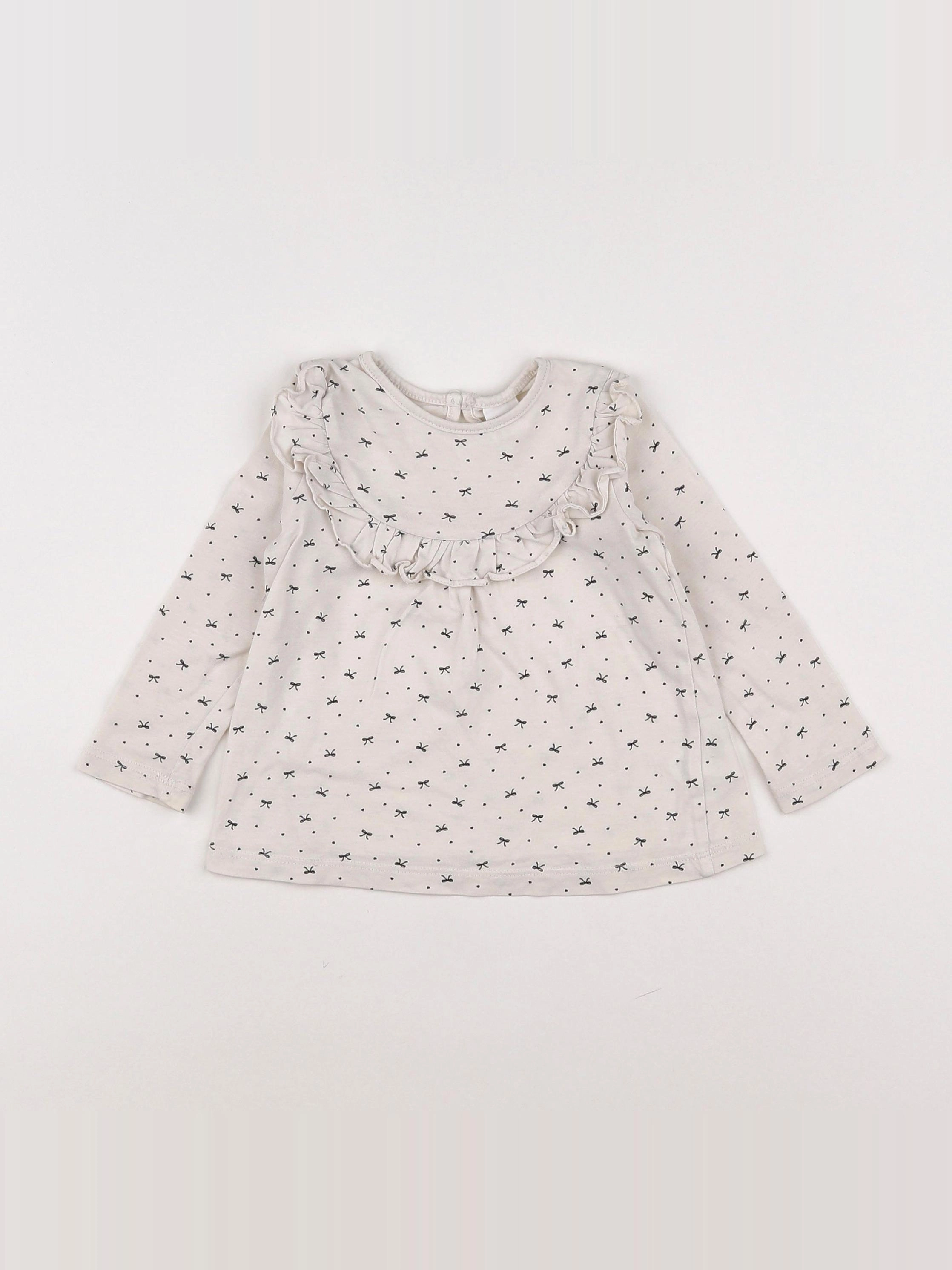 H&M - tee-shirt beige, noir - 9/12 mois