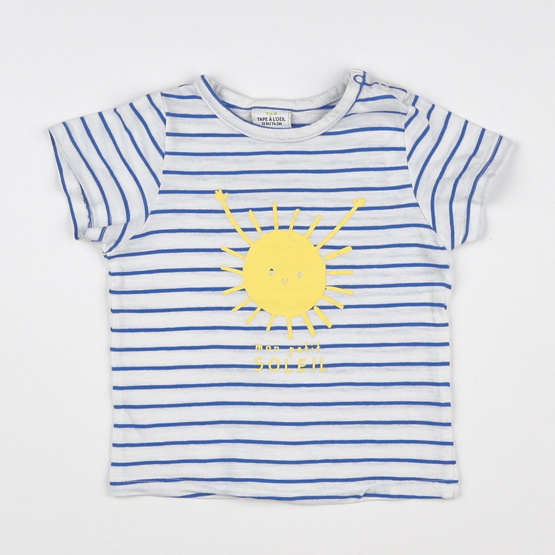 Tape à l'oeil - tee-shirt bleu, blanc - 12 mois