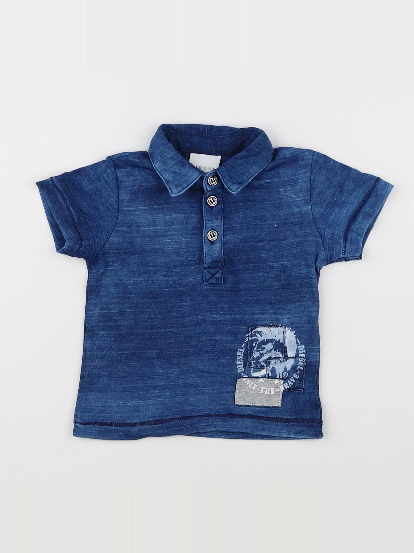 Diesel - polo imprimé au dos bleu - 6 mois
