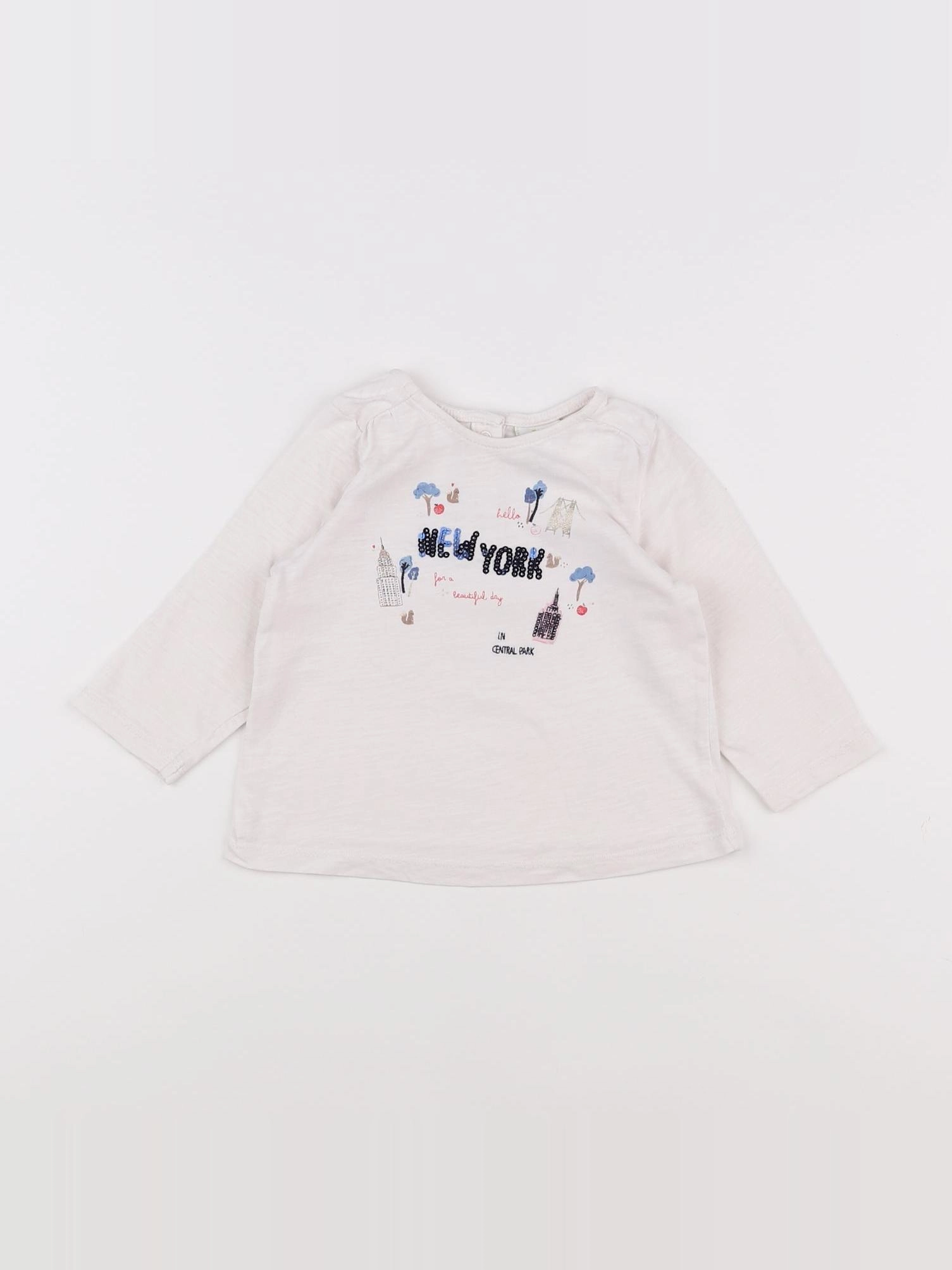 Tape à l'oeil - tee-shirt blanc, bleu - 9 mois