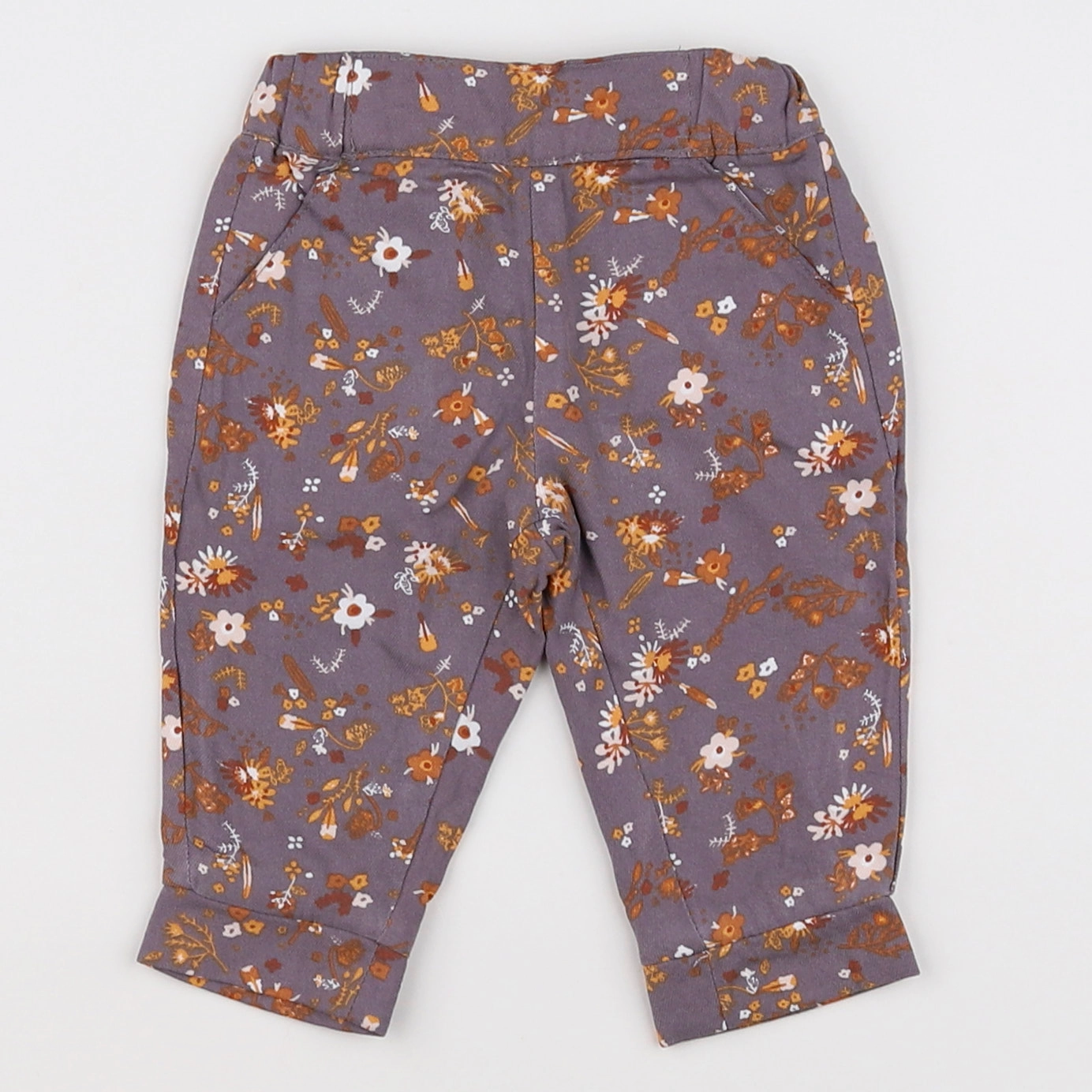 Vertbaudet - pantalon gris, orange - 3 mois