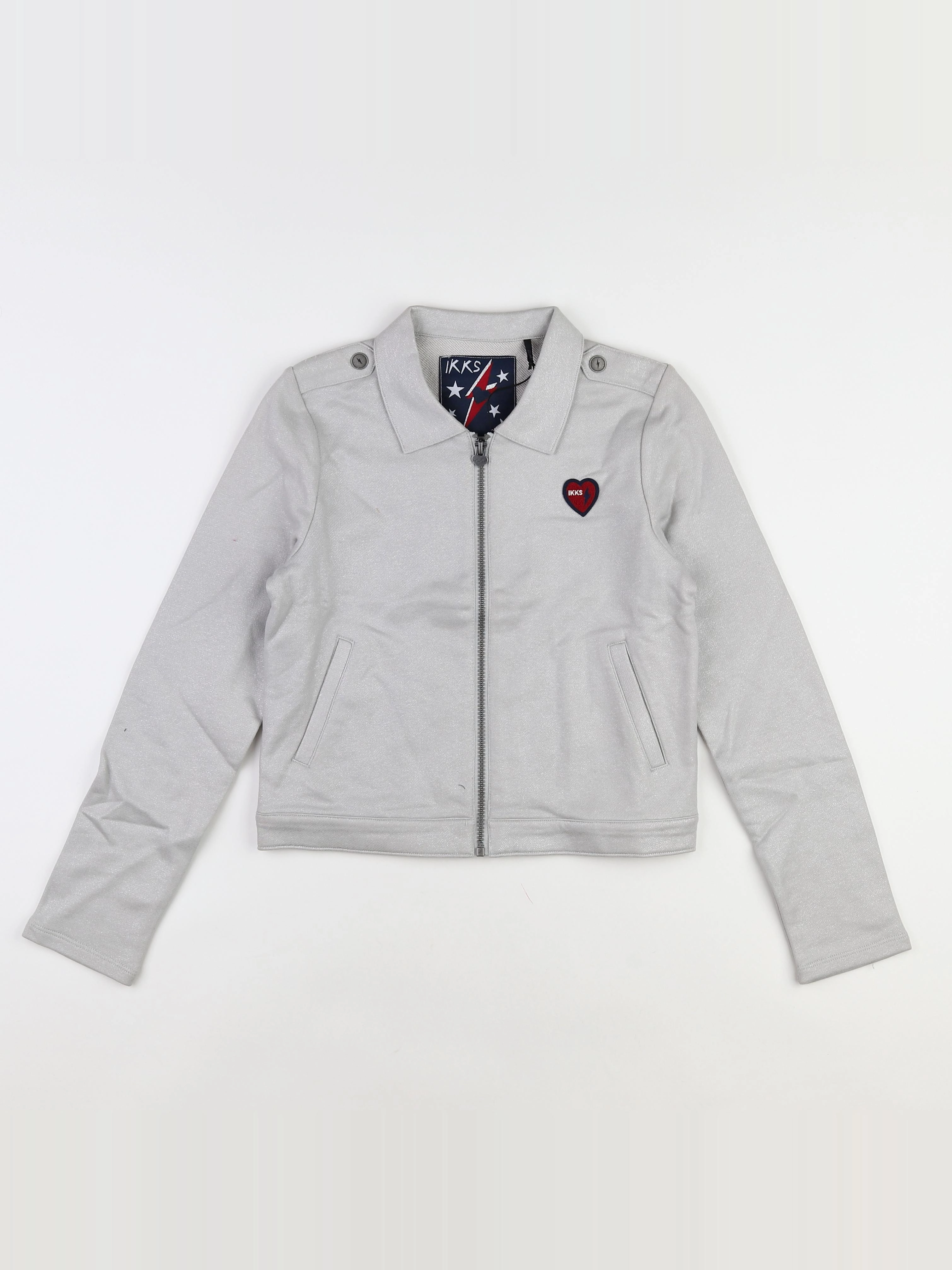 IKKS - sweat gris, argent (neuf) - 12 ans