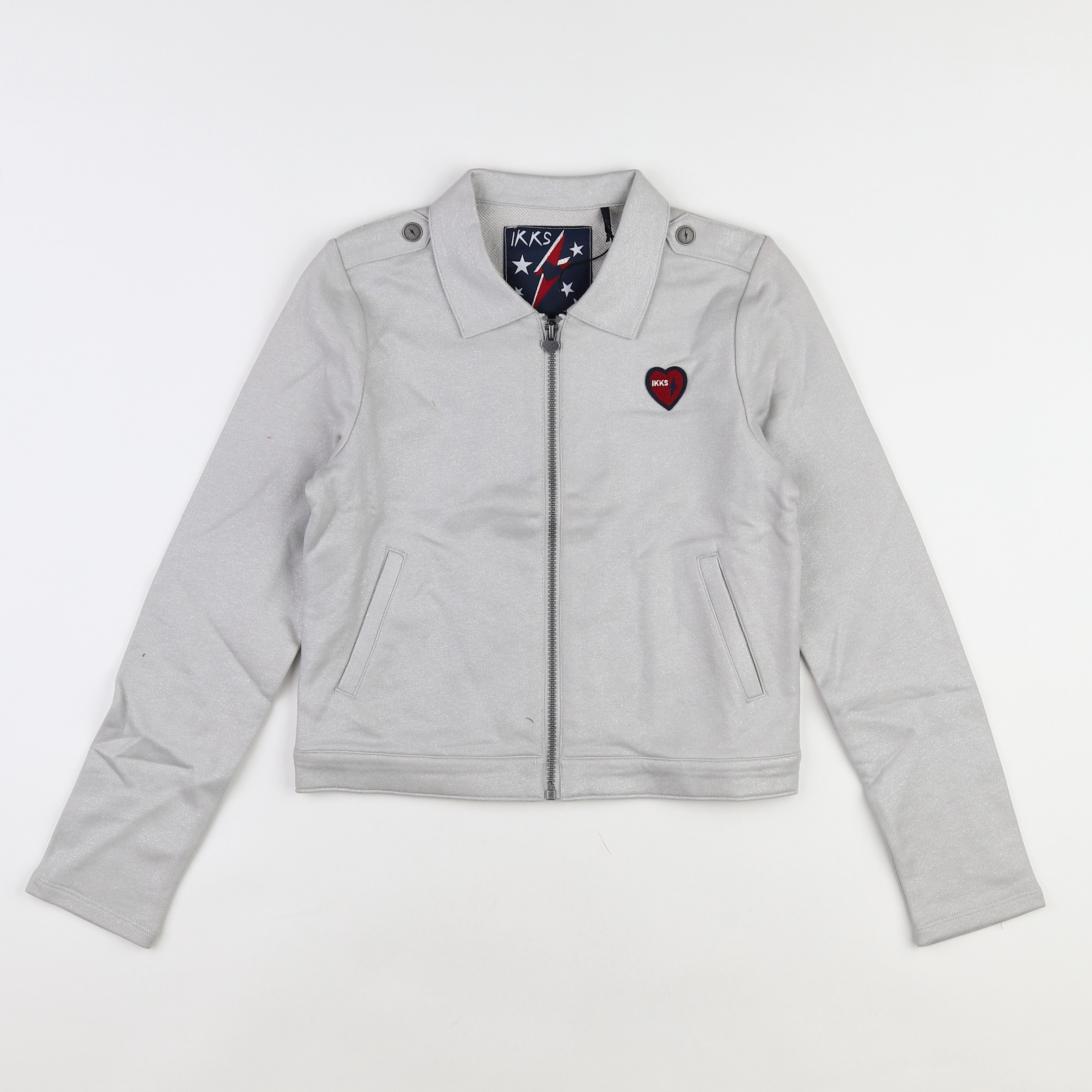 IKKS - sweat gris, argent (neuf) - 12 ans
