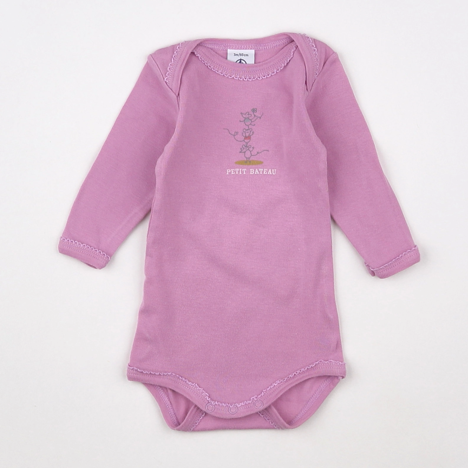Petit Bateau - body rose - 3 mois