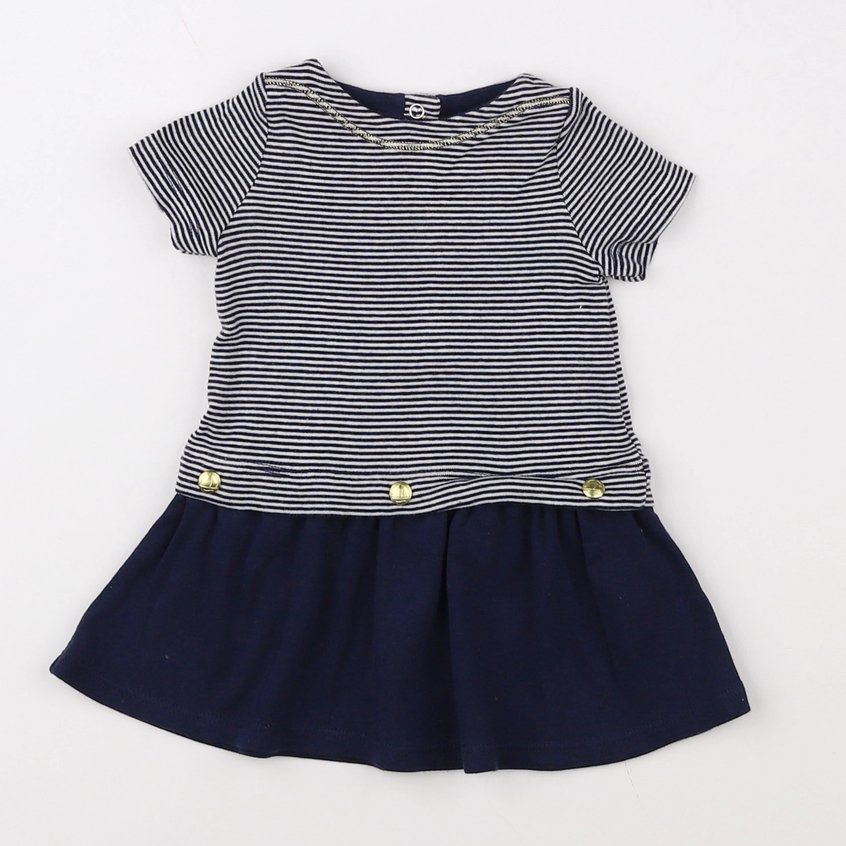 Petit Bateau - robe bleu, blanc - 3 mois