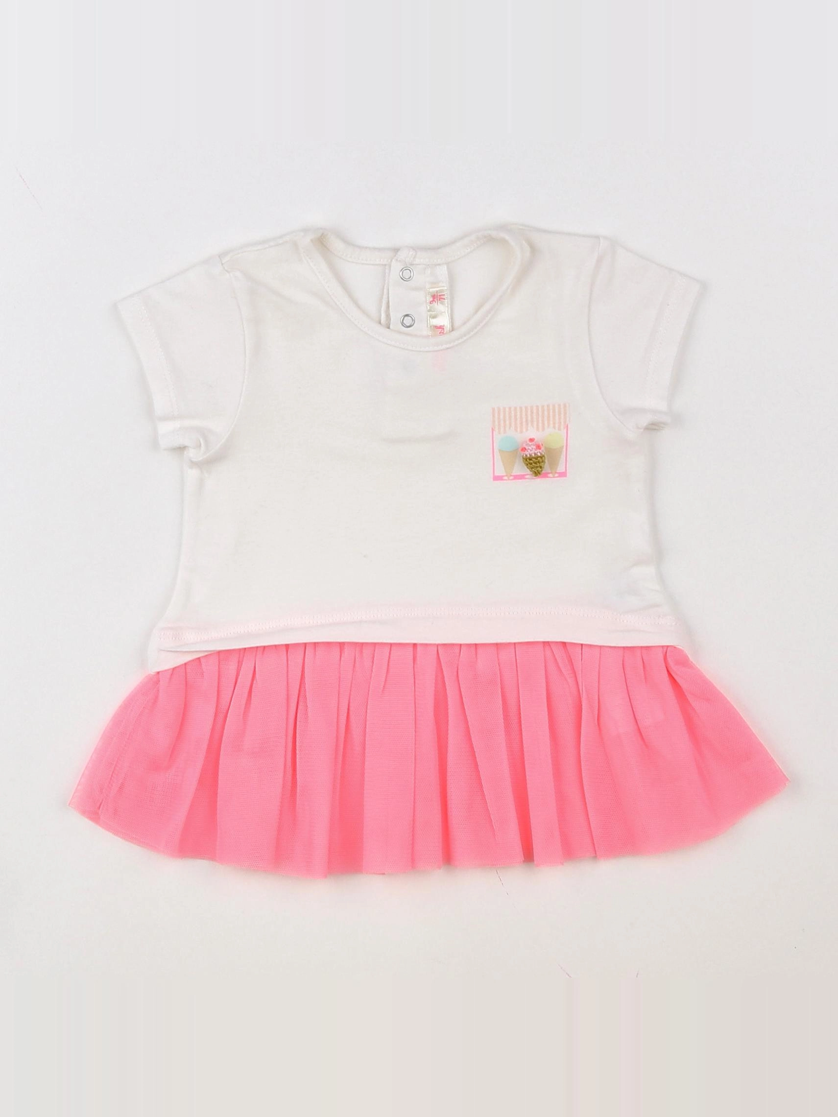 Billie Blush - tee-shirt blanc, rose - 9 mois