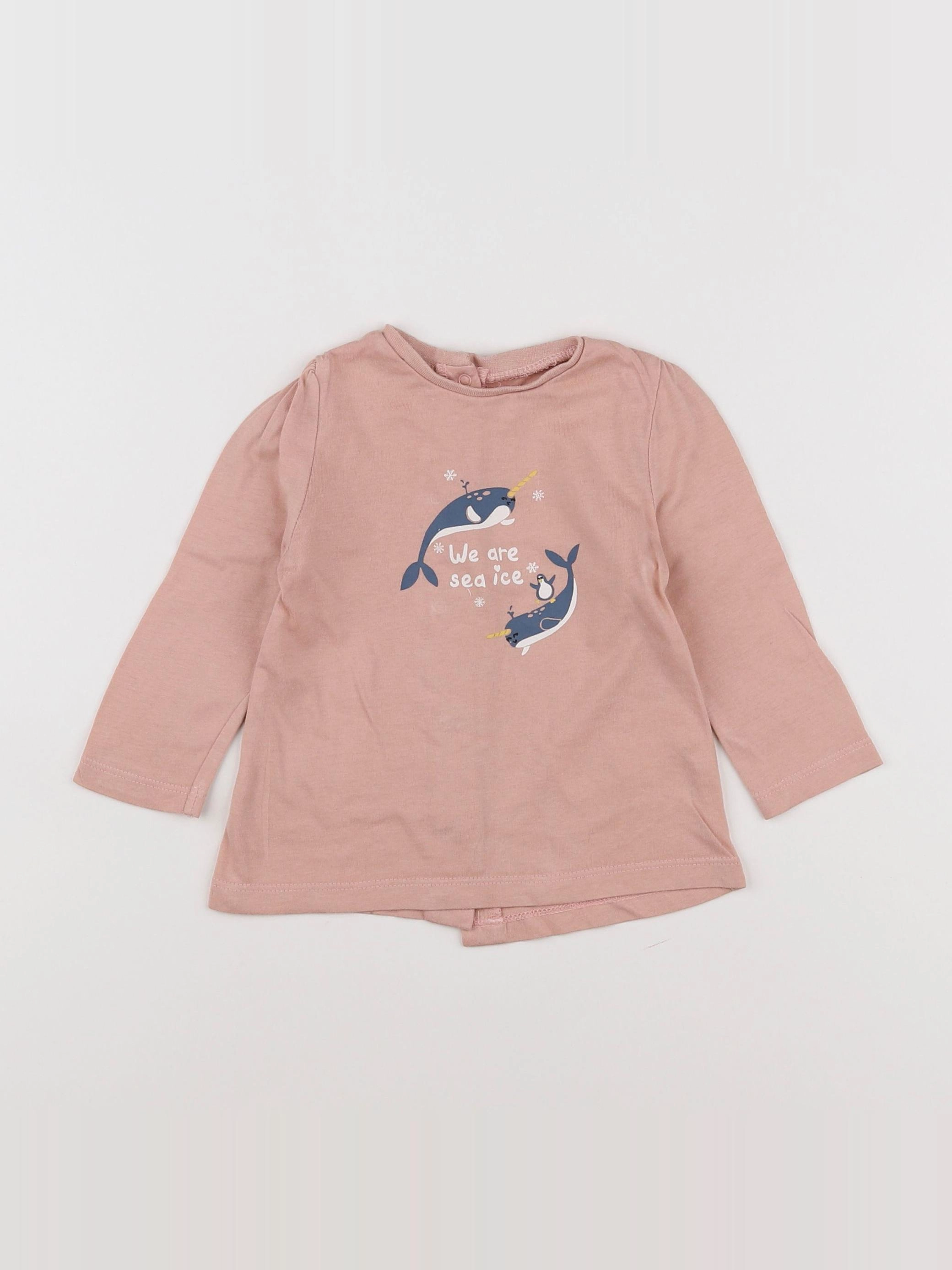 Vertbaudet - tee-shirt rose - 9 mois