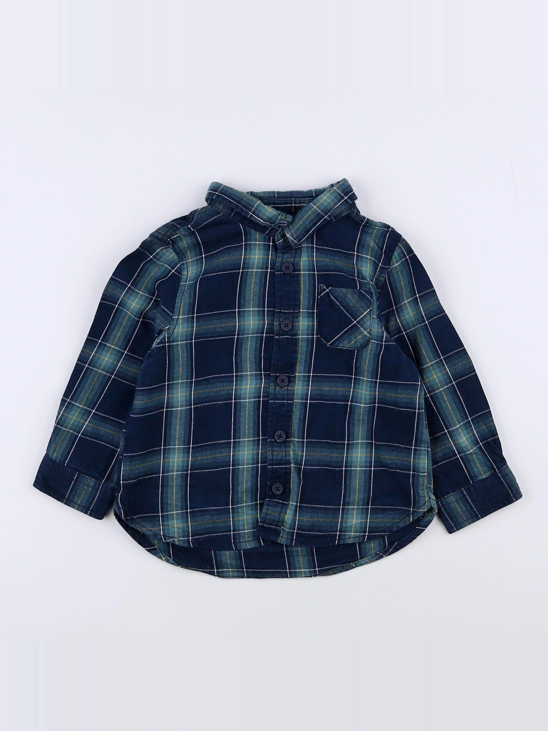 Tape à l'oeil - chemise bleu, vert - 18 mois