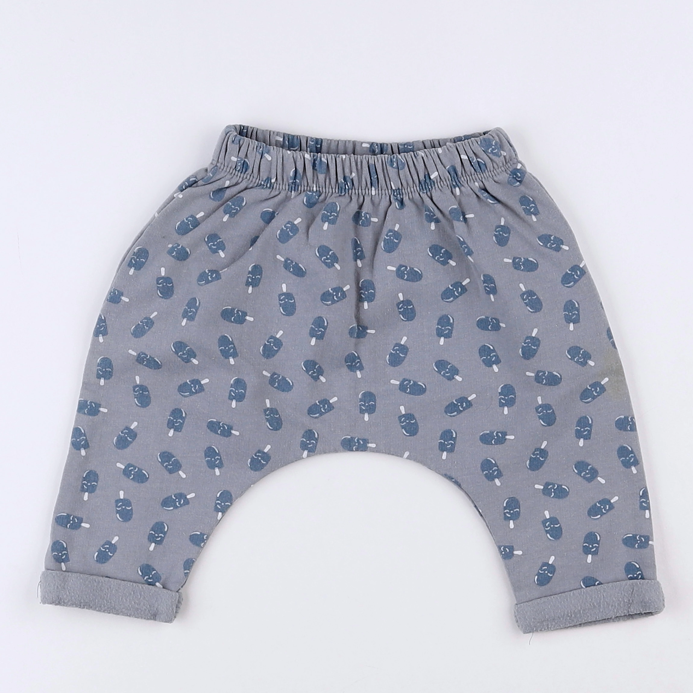 Vertbaudet - sarouel bleu,gris - 3 mois