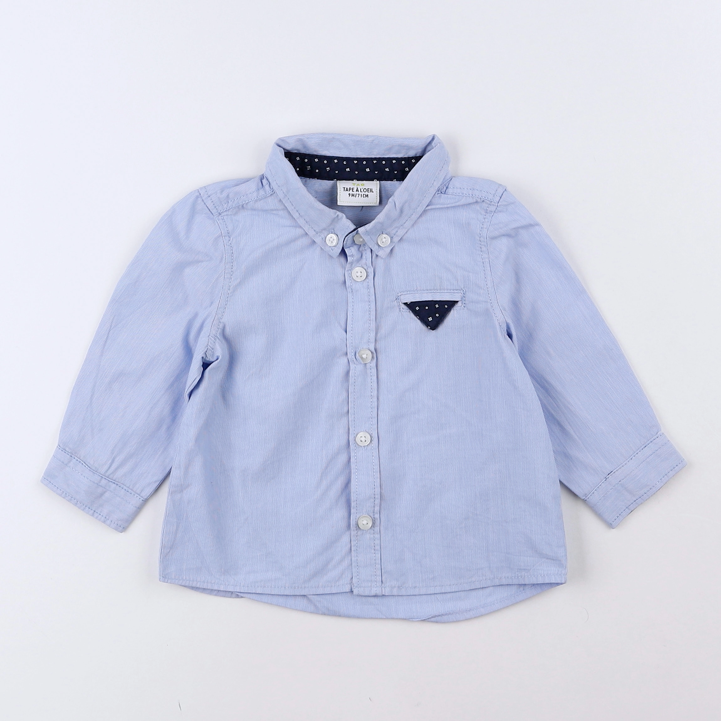 Tape à l'oeil - chemise blanc, bleu - 9 mois