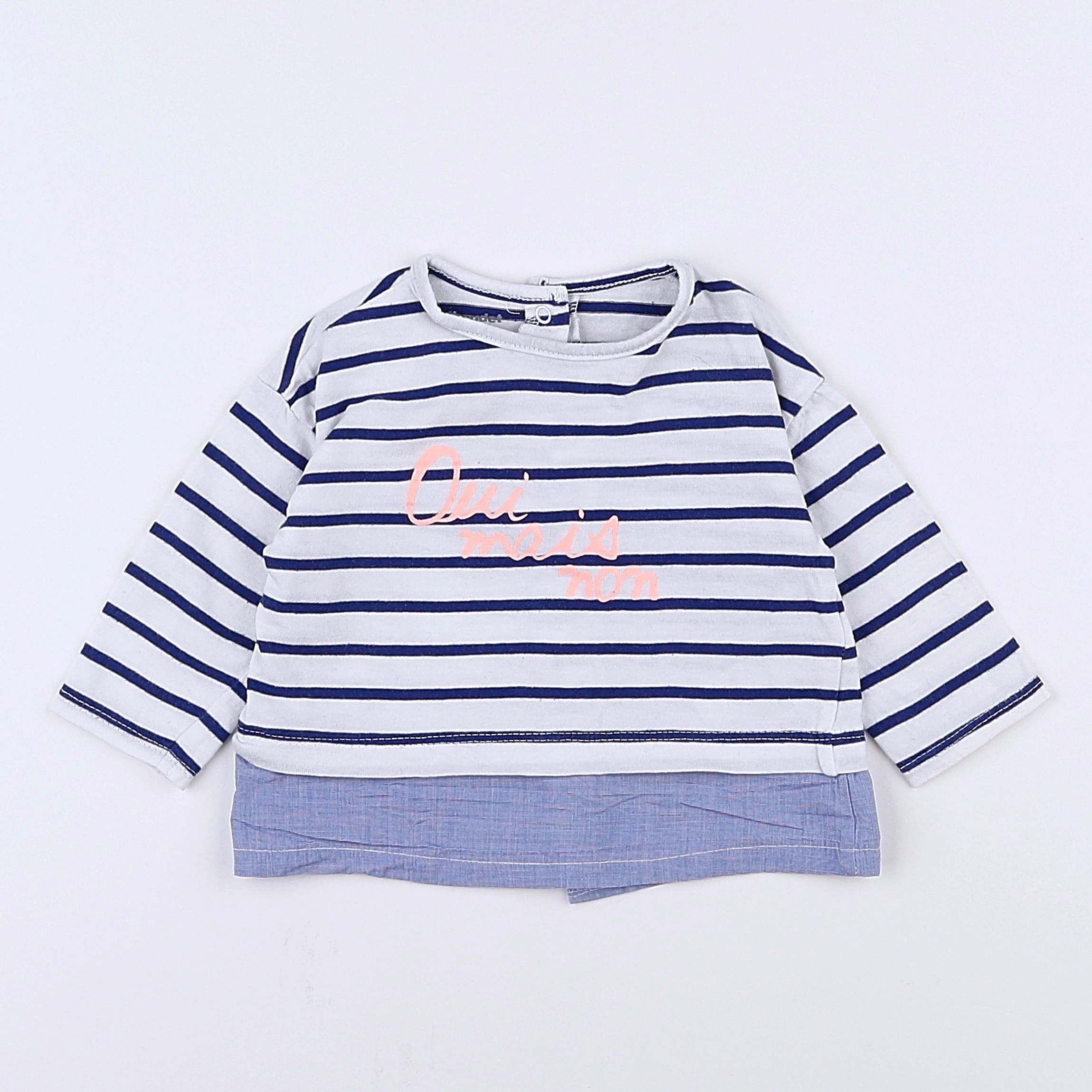Vertbaudet - tee-shirt bleu, blanc - 3 mois