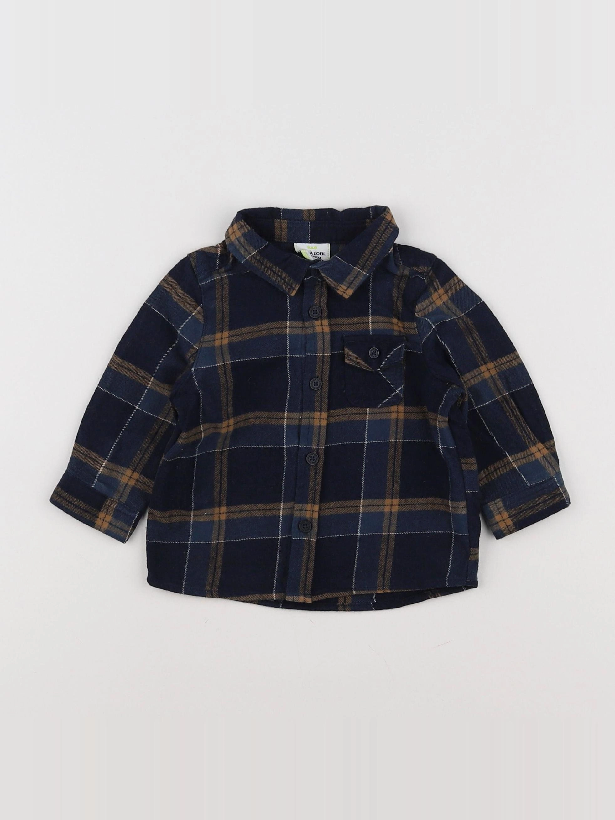 Tape à l'oeil - chemise bleu, marron - 6 mois