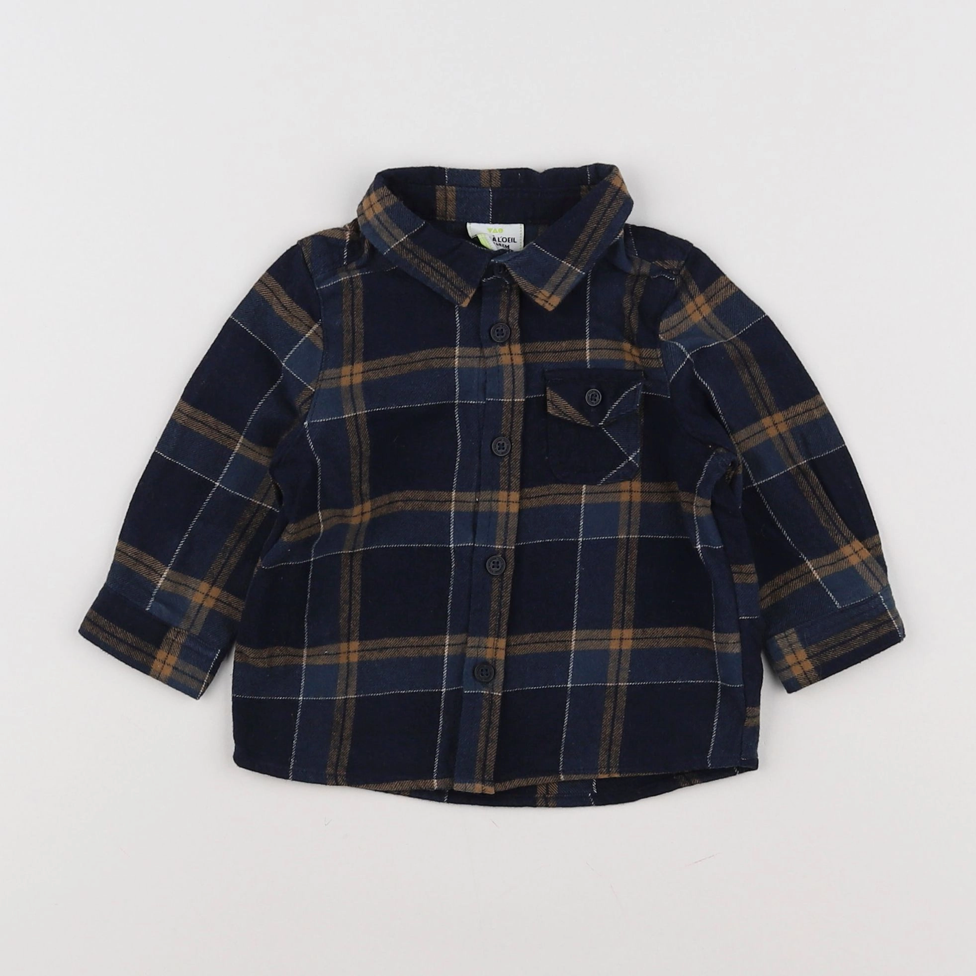 Tape à l'oeil - chemise bleu, marron - 6 mois