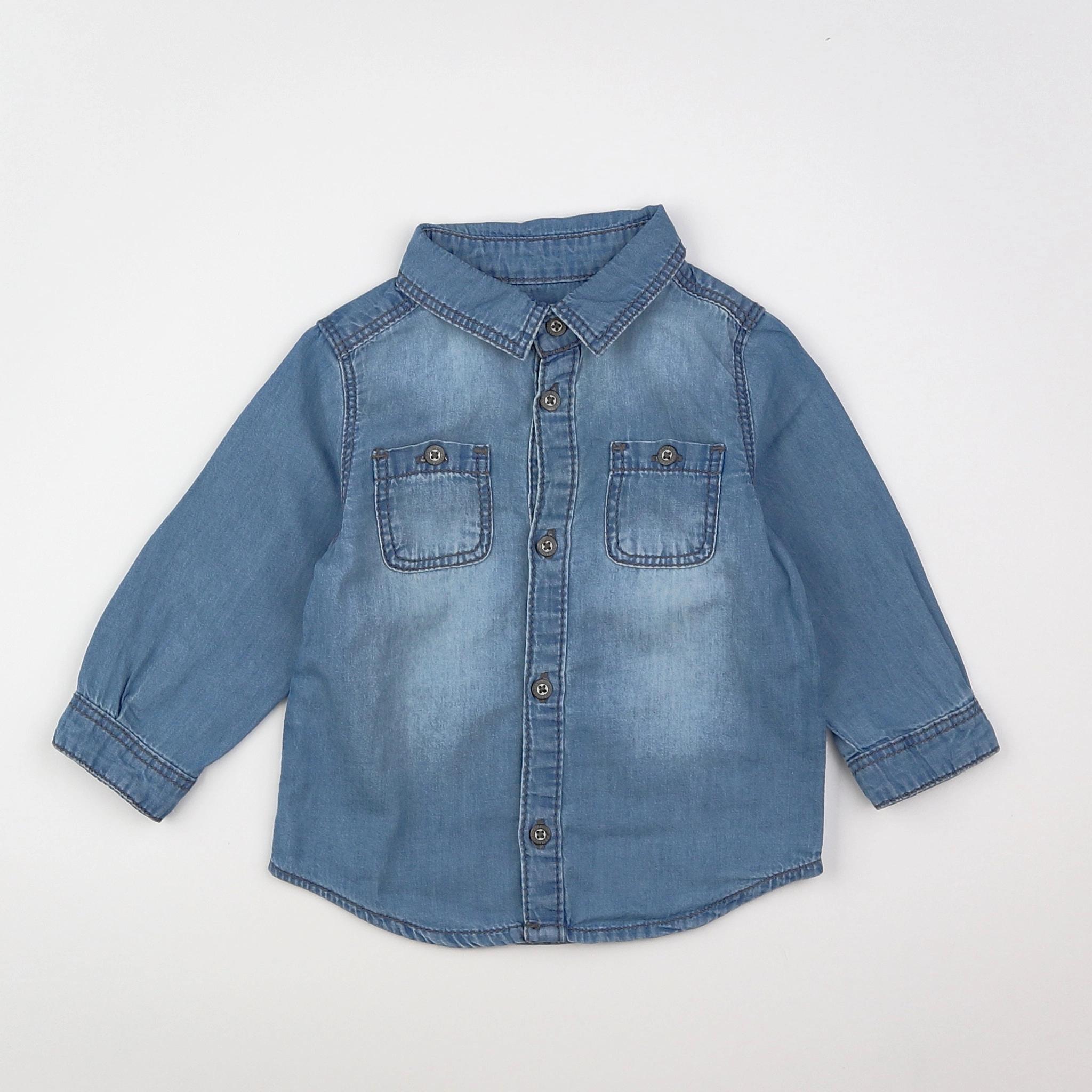 Vertbaudet - chemise bleu - 9 mois