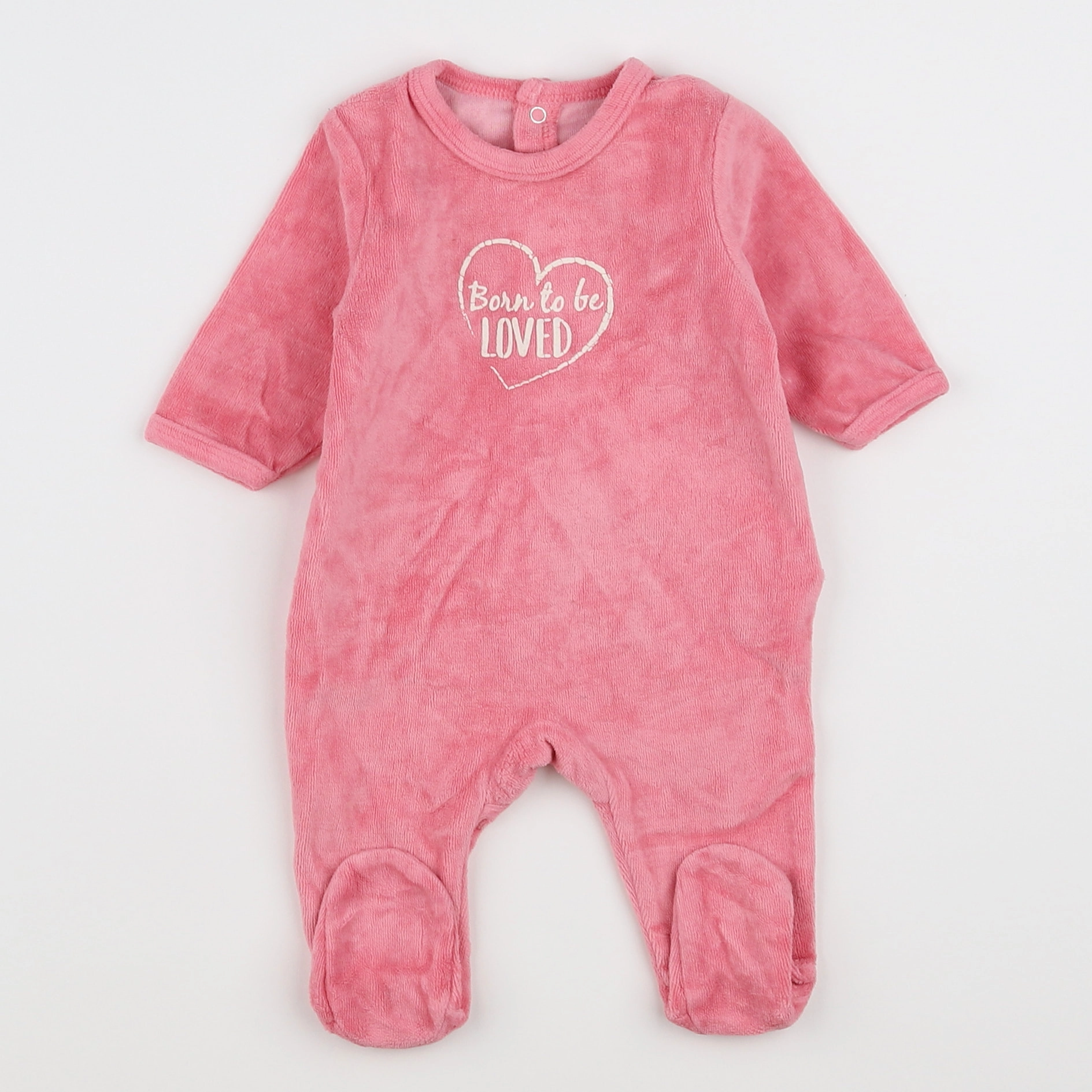 Vertbaudet - pyjama velours rose - 1 mois