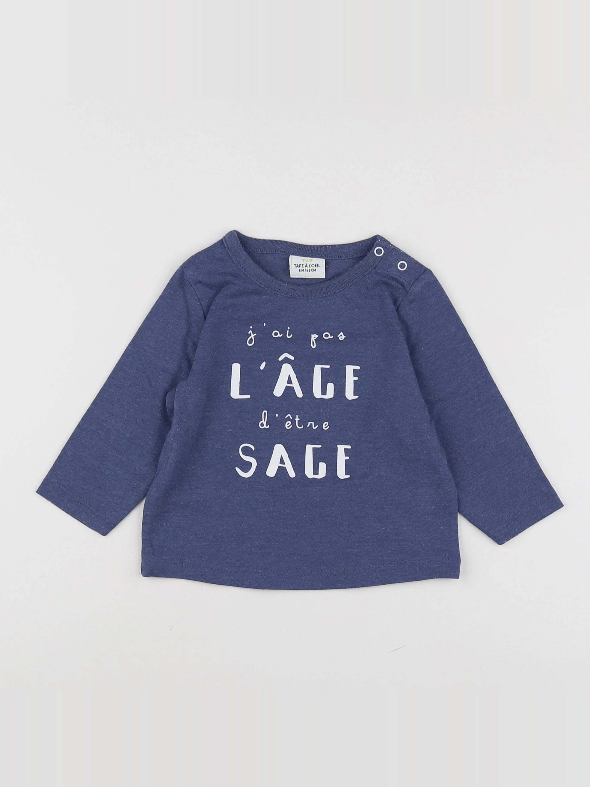 Tape à l'oeil - tee-shirt bleu, blanc - 6 mois