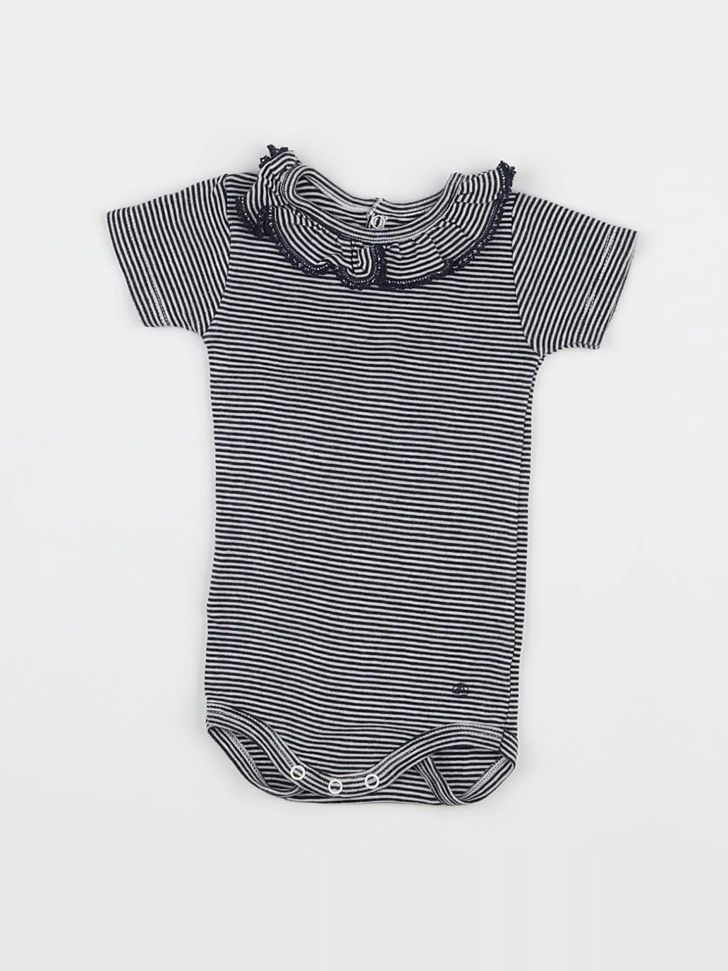 Petit Bateau - body vetement bleu - 3 mois