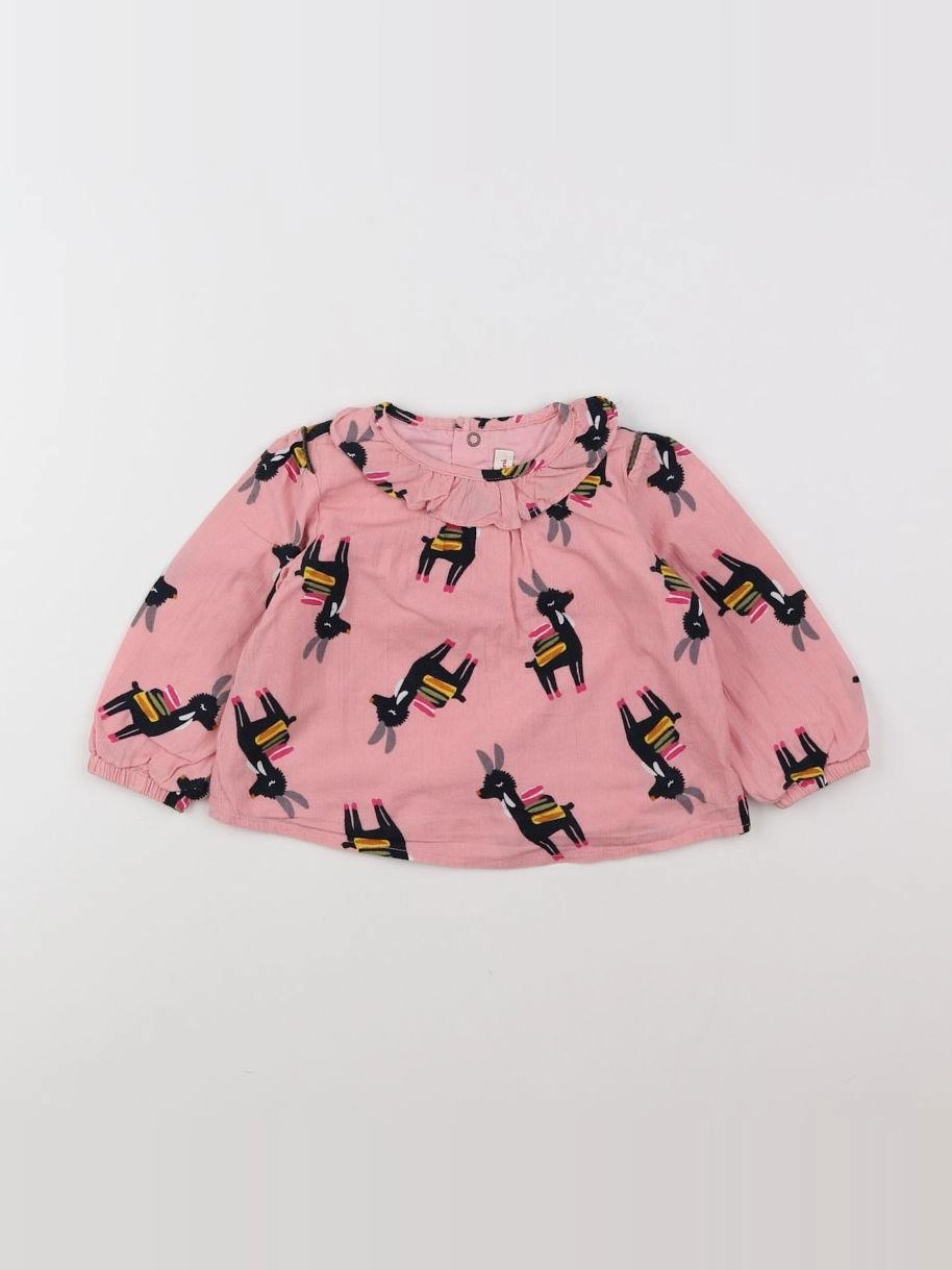 Catimini - blouse rose, noir - 12 mois