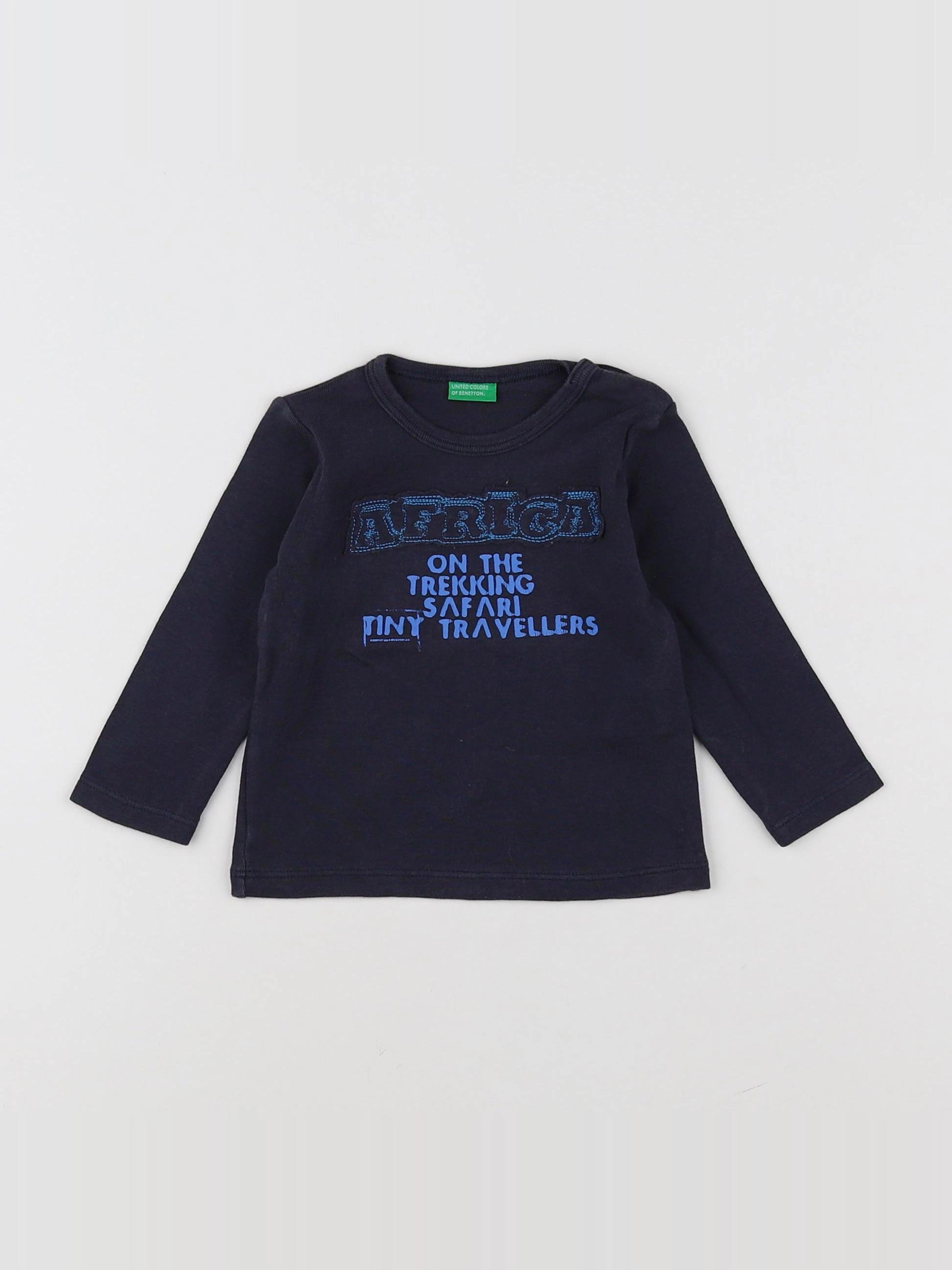 Benetton - tee-shirt bleu - 6/9 mois