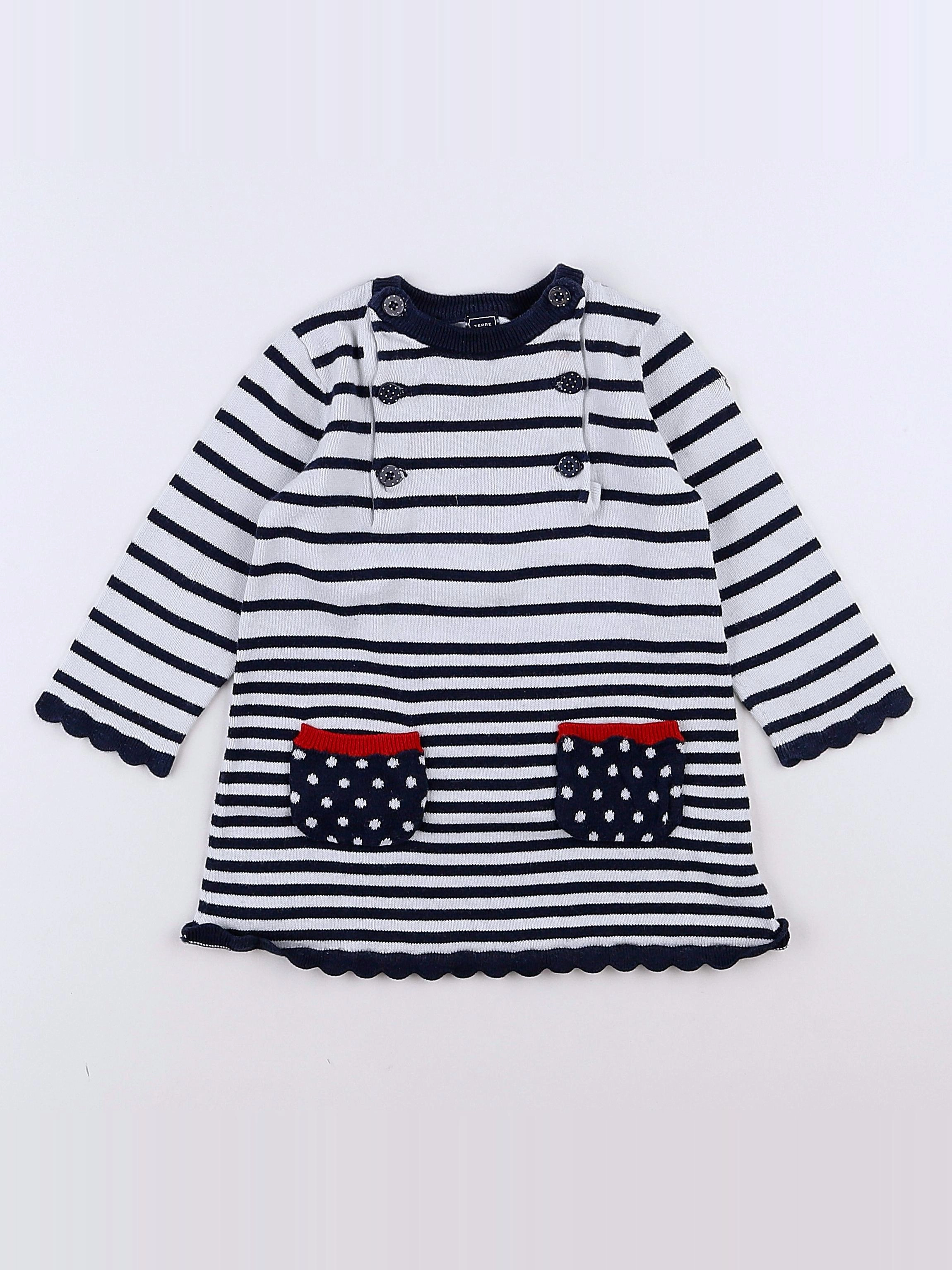 Terre de marins - robe blanc, bleu - 12 mois
