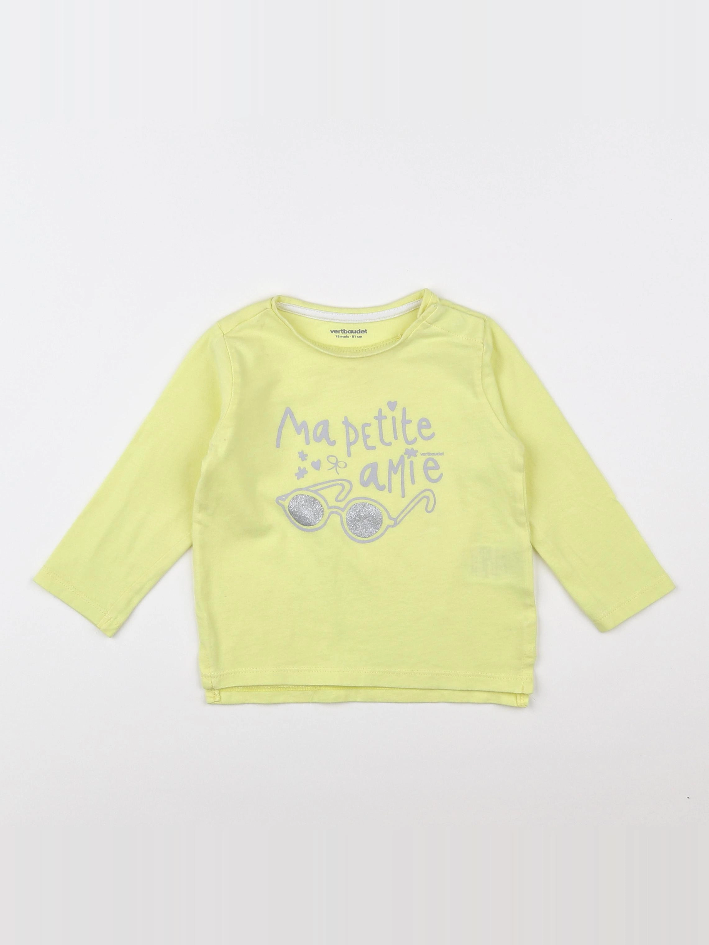 Vertbaudet - tee-shirt jaune fluo - 18 mois