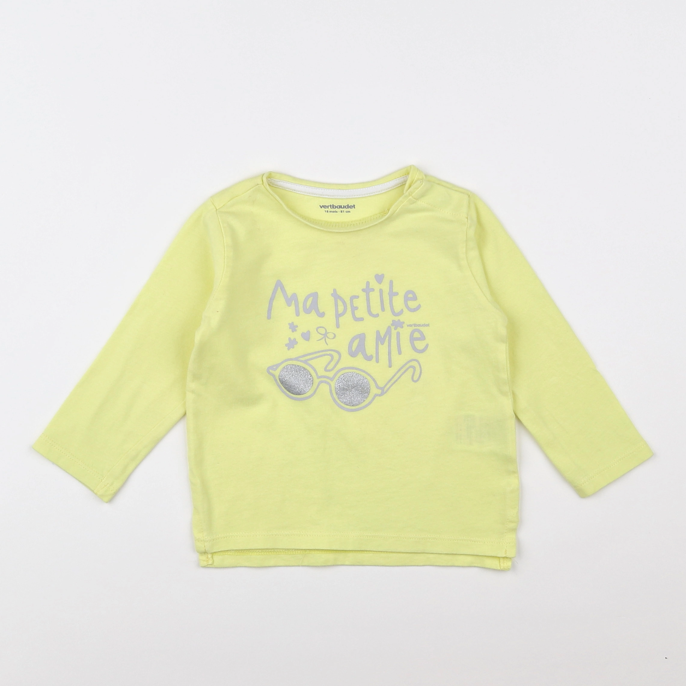 Vertbaudet - tee-shirt jaune fluo - 18 mois
