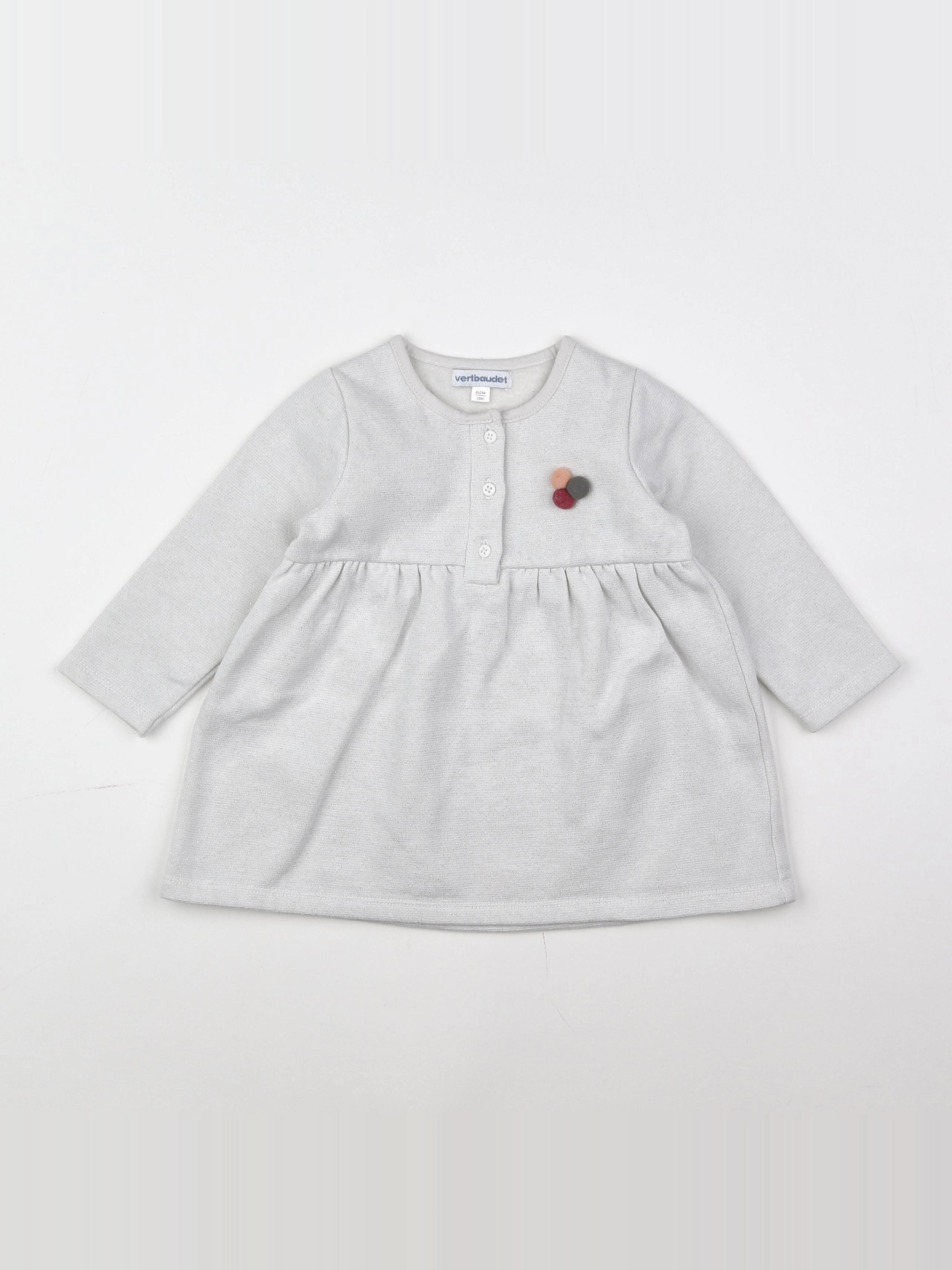 Vertbaudet - robe blanc, argent - 18 mois