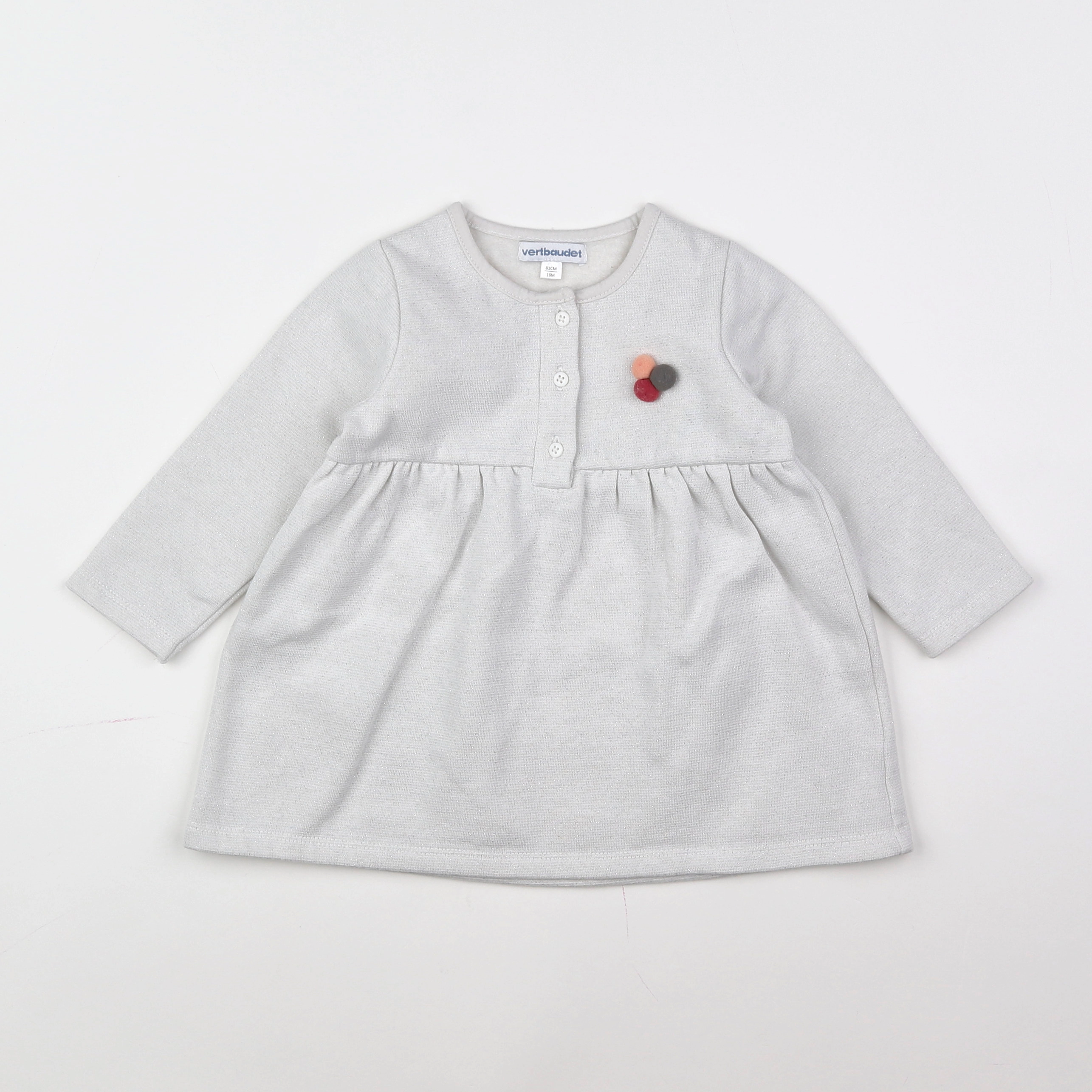 Vertbaudet - robe blanc, argent - 18 mois