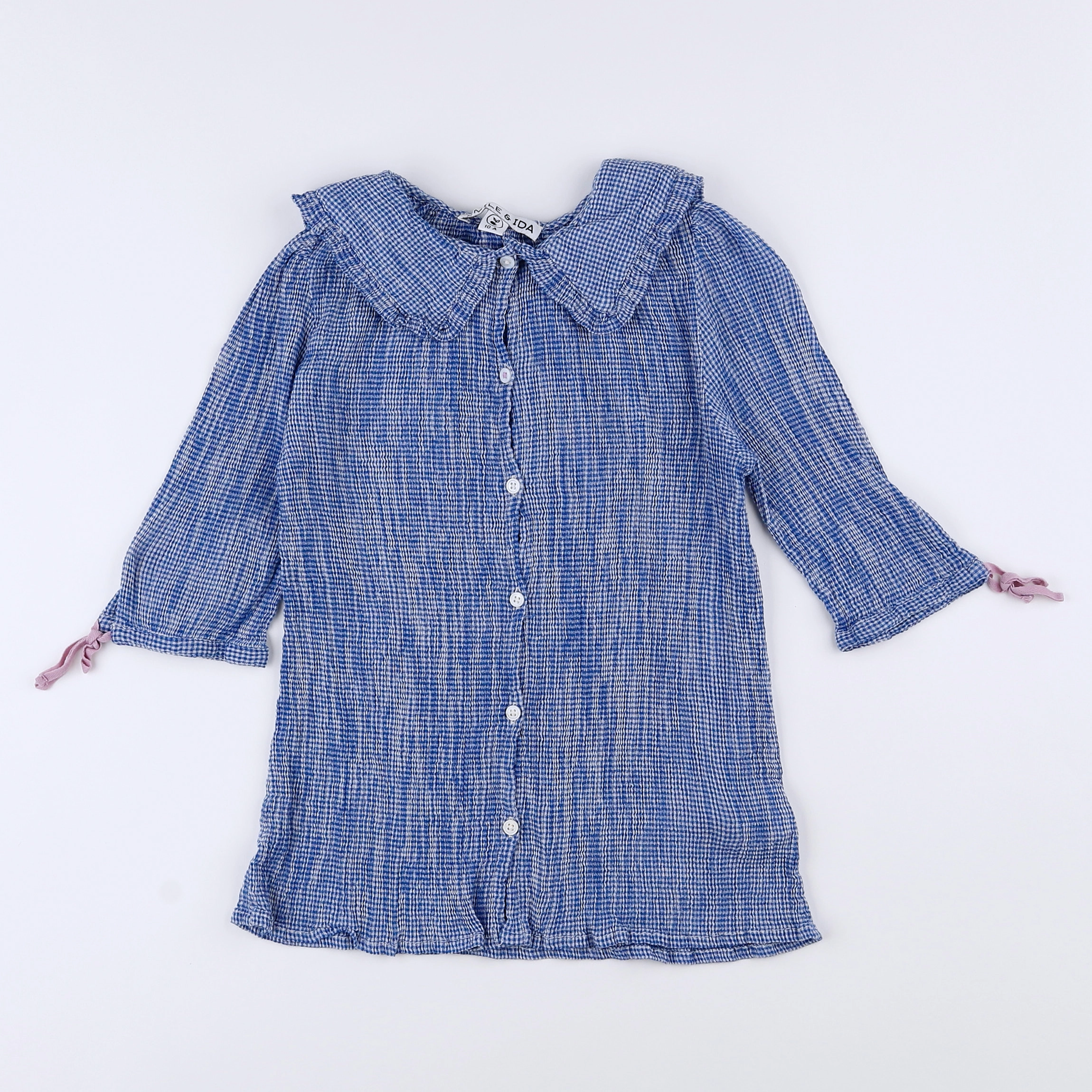 Emile et Ida - chemise bleu, blanc - 10 ans