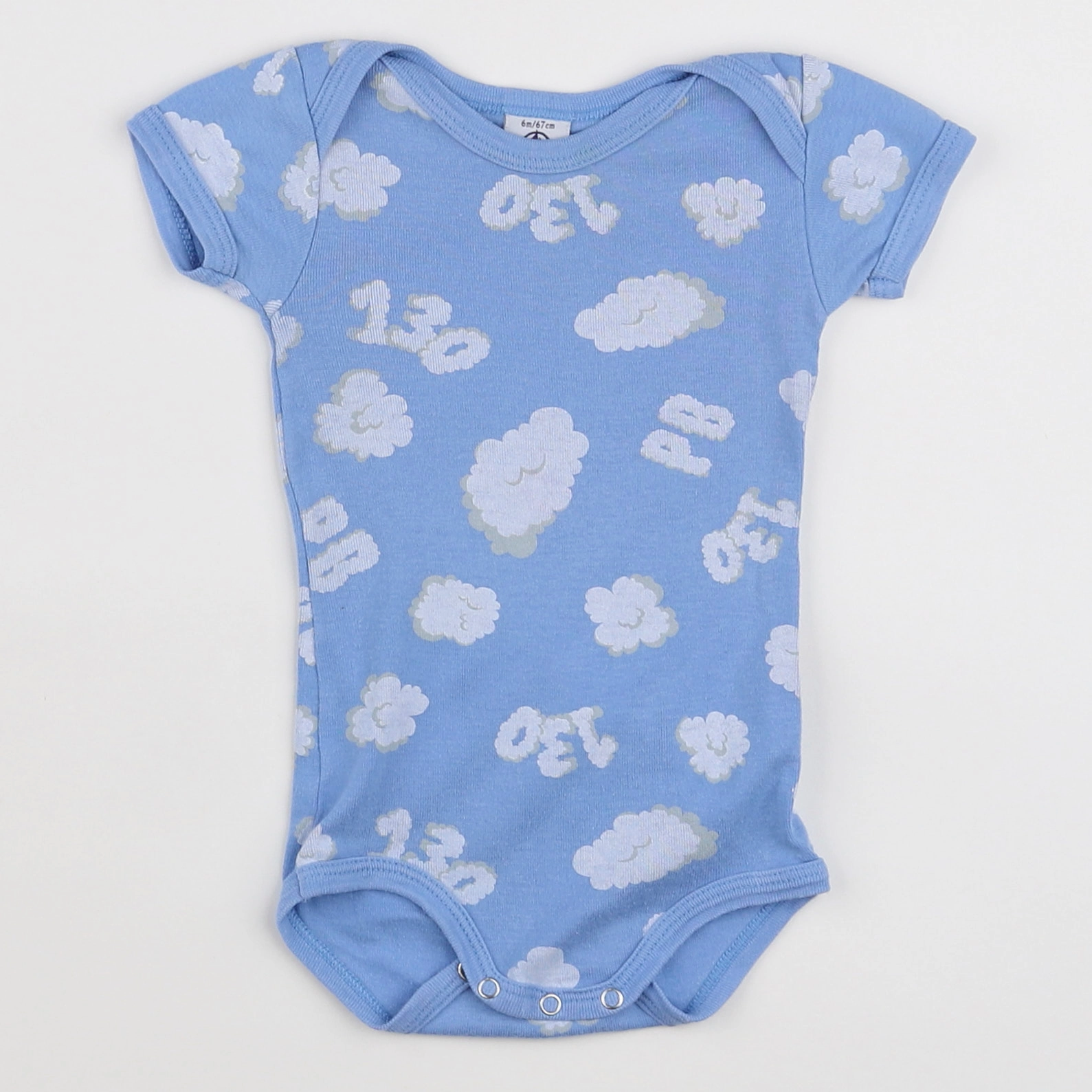 Petit Bateau - body blanc, bleu - 6 mois