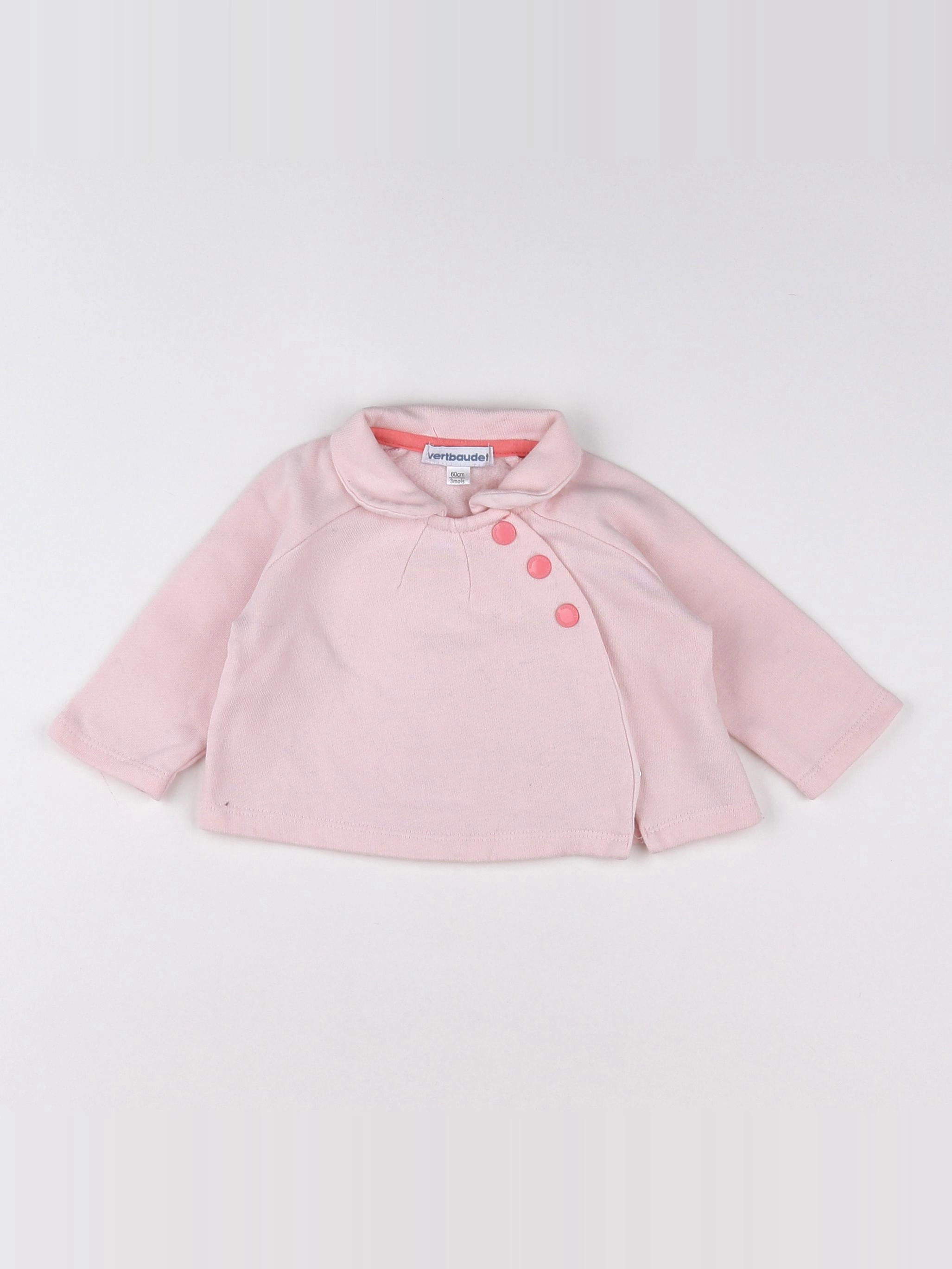 Vertbaudet - sweat rose - 3 mois