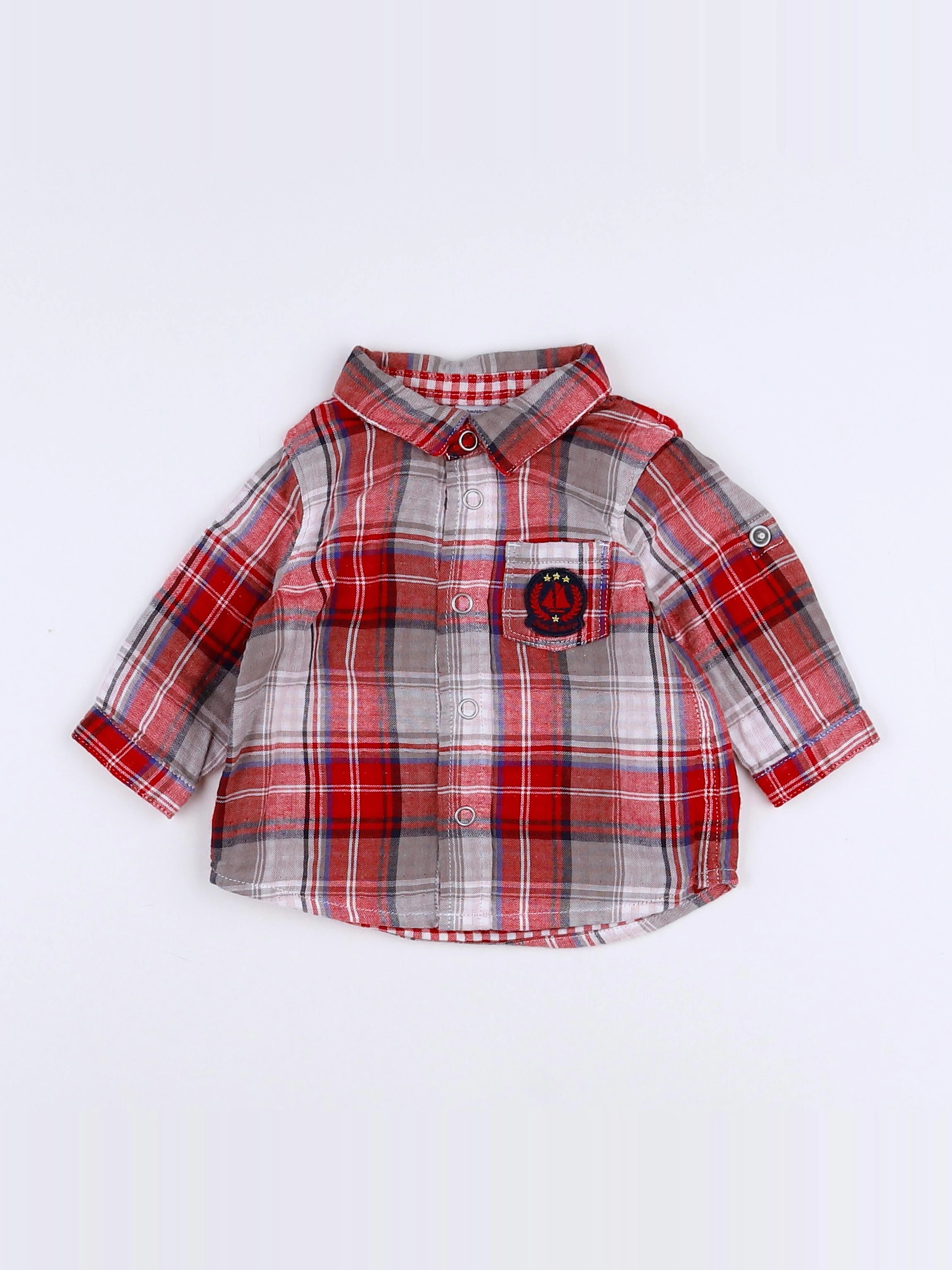 Petit Bateau - chemise rouge - 3 mois