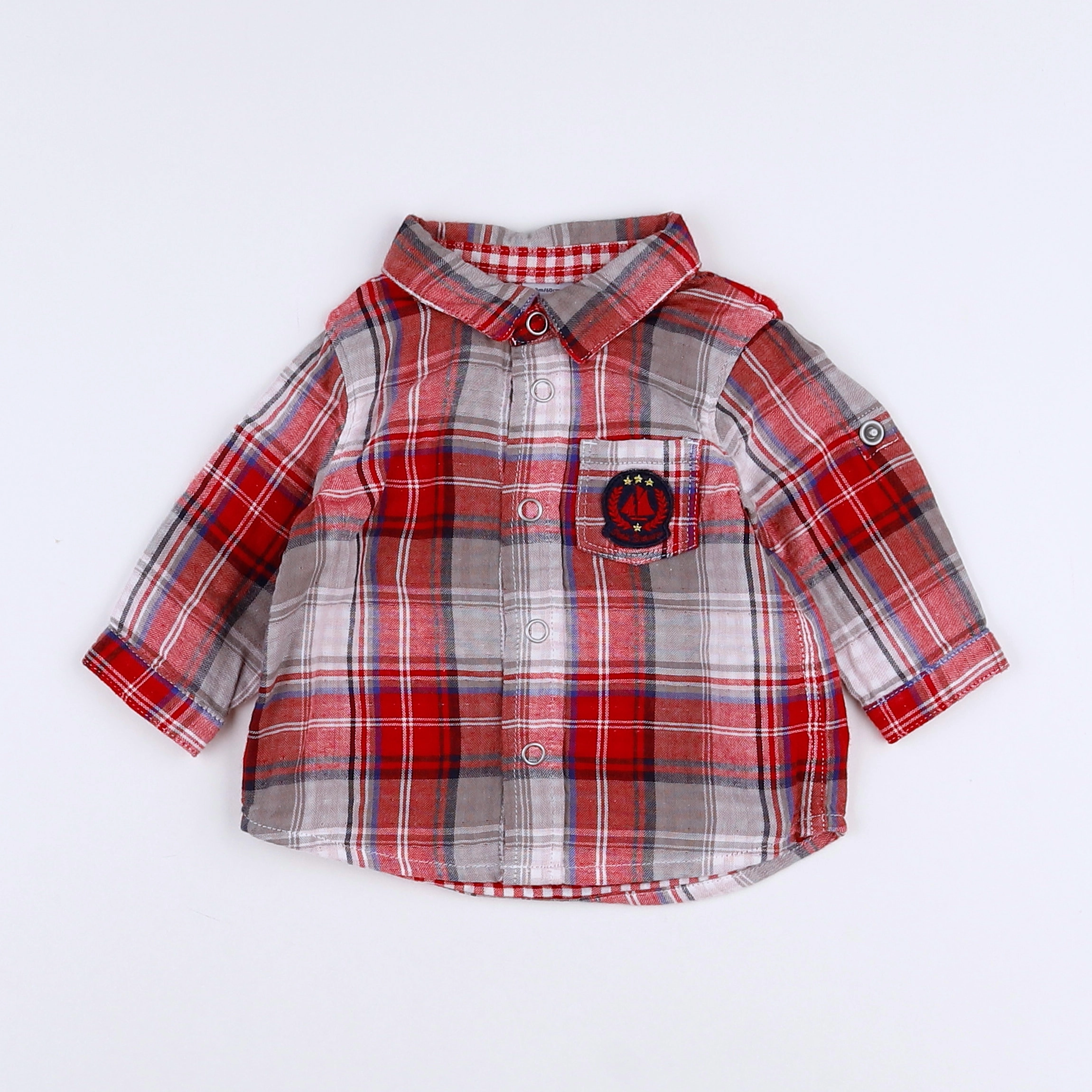 Petit Bateau - chemise rouge - 3 mois