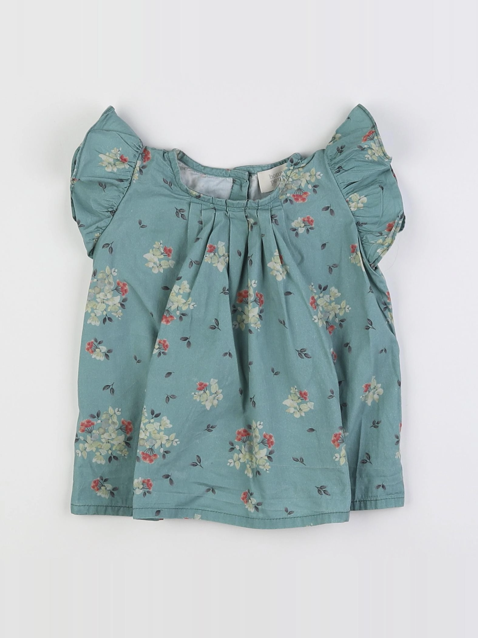 Bonnet à Pompon - blouse vert - 18 mois