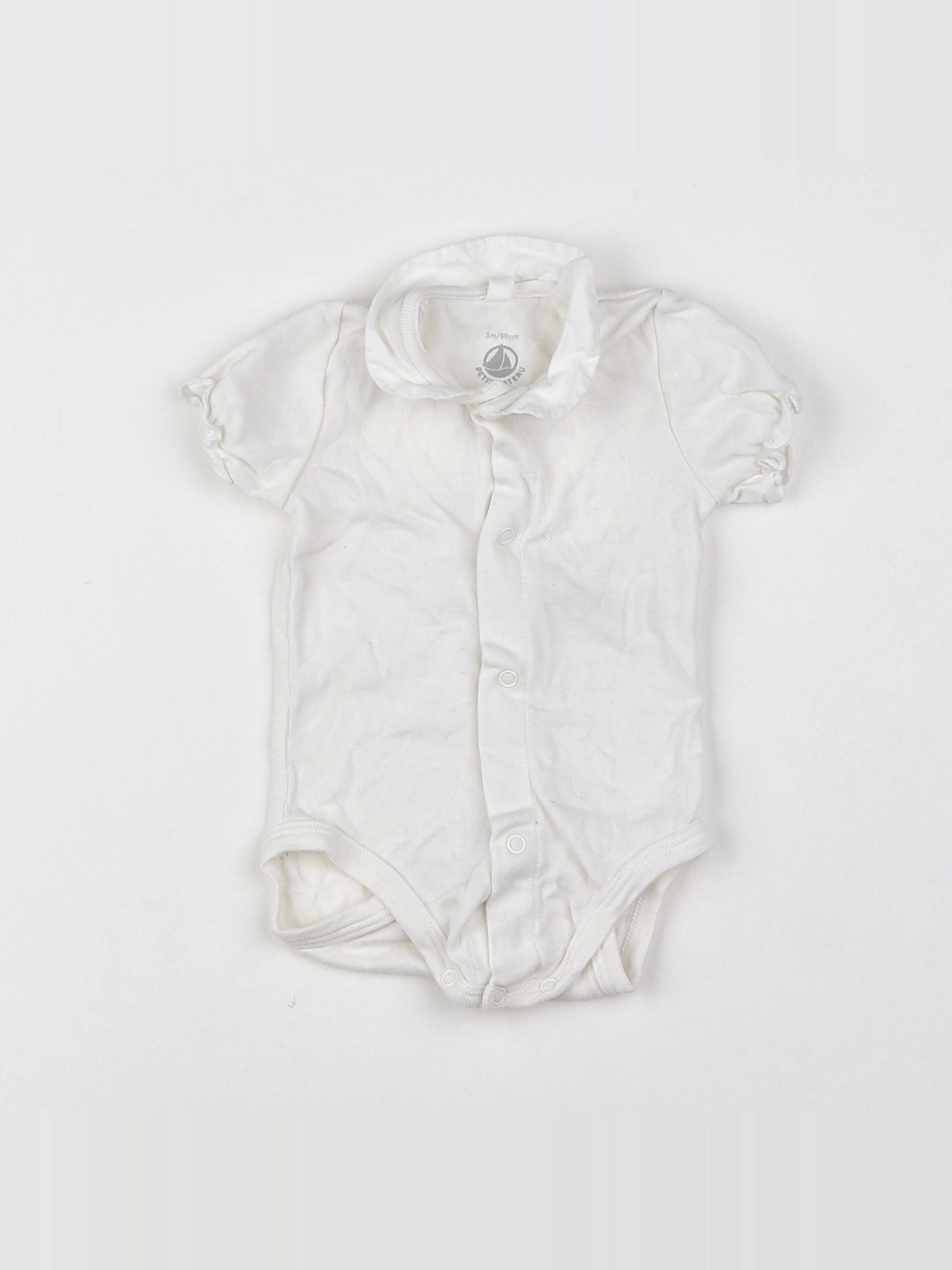 Petit Bateau - body vetement blanc - 3 mois