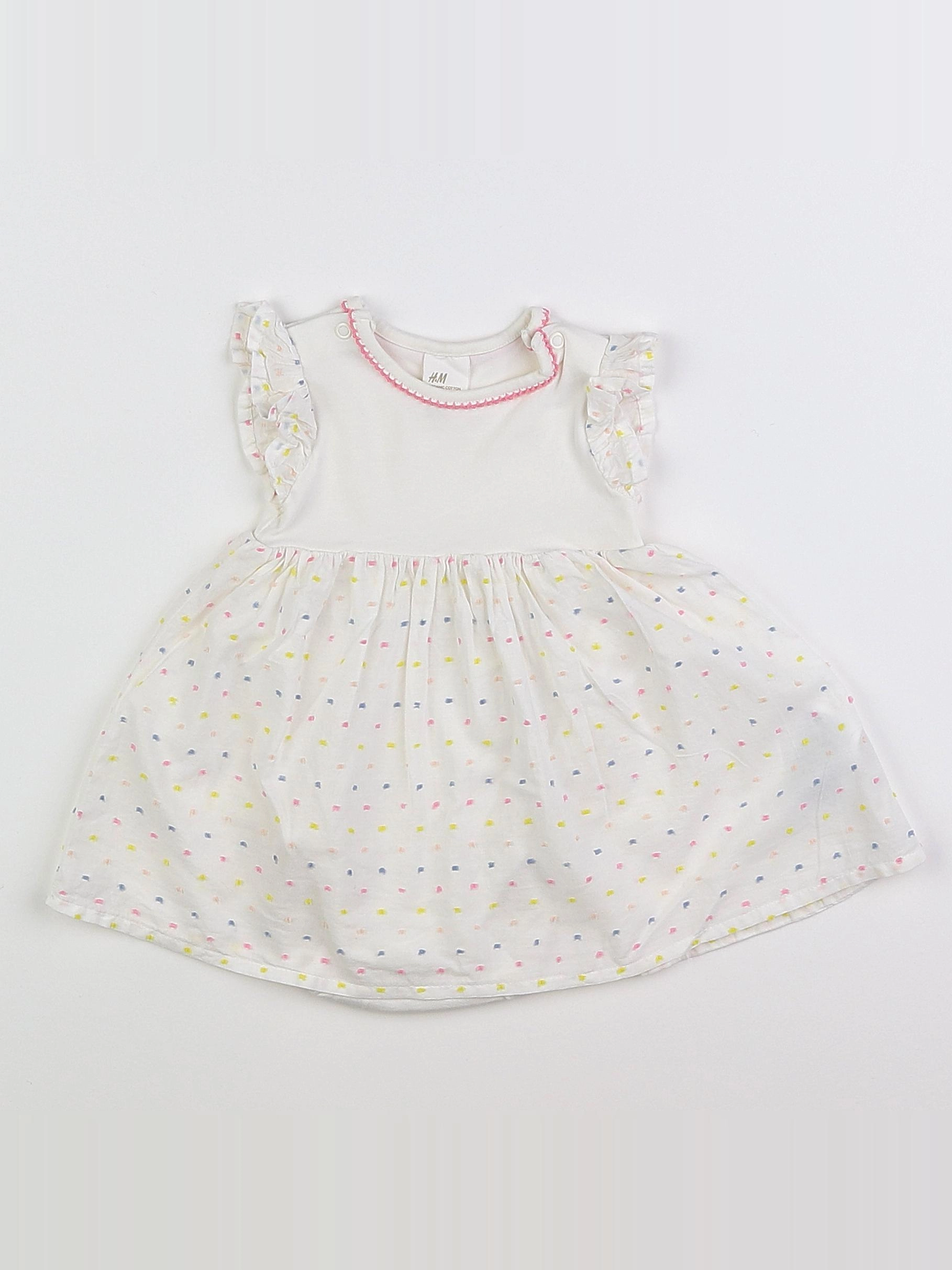 H&M - robe blanc, multicolore - 3 mois