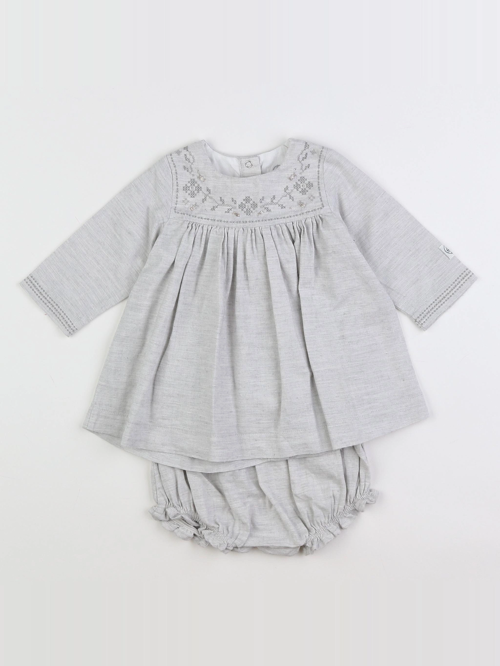 Petit Bateau - robe Gris - 6 mois