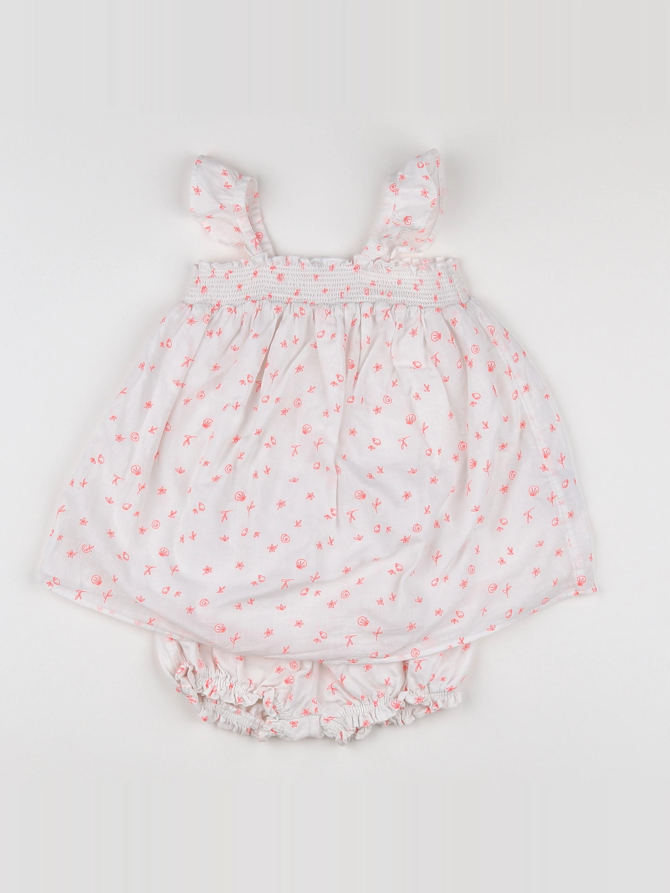 Vertbaudet - robe blanc, rose - 18 mois