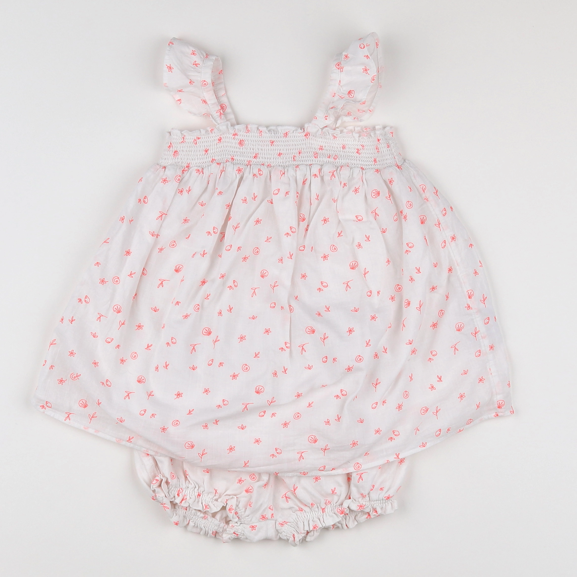 Vertbaudet - robe blanc, rose - 18 mois