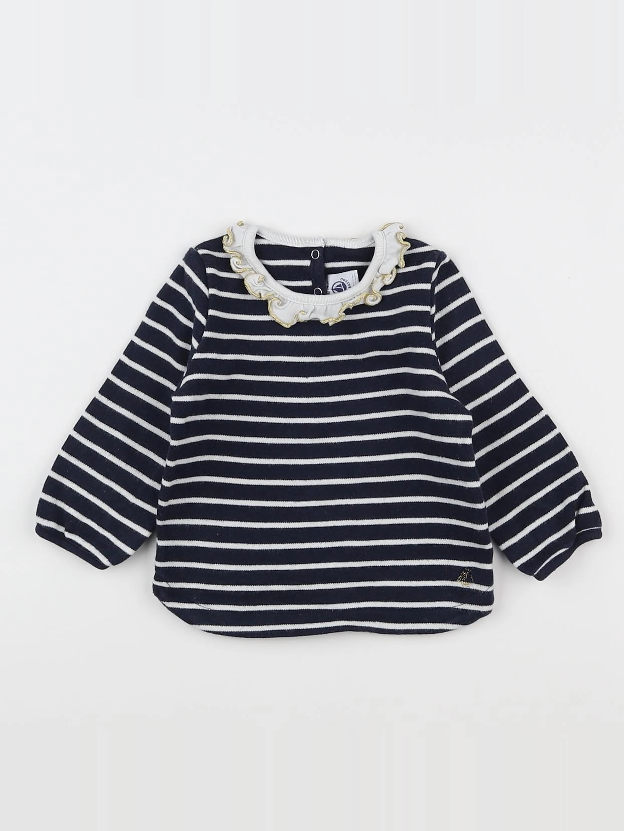 Petit Bateau - tee-shirt blanc, bleu - 12 mois