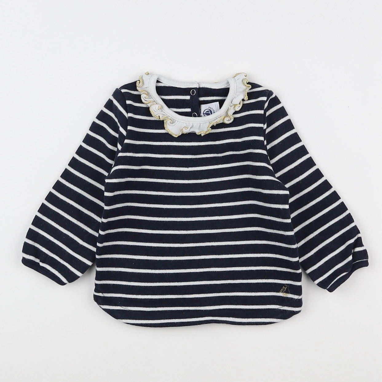 Petit Bateau - tee-shirt blanc, bleu - 12 mois