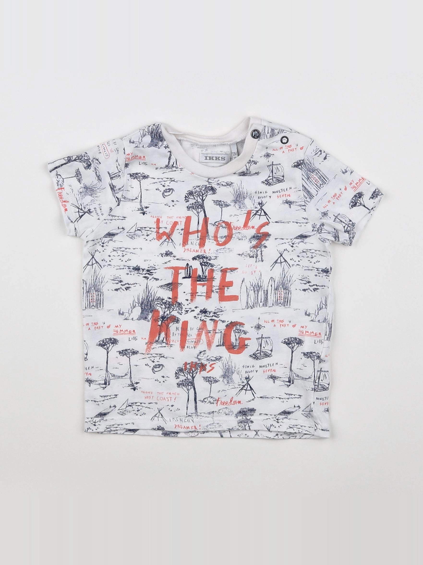 IKKS - tee-shirt orange, blanc, gris - 12 mois