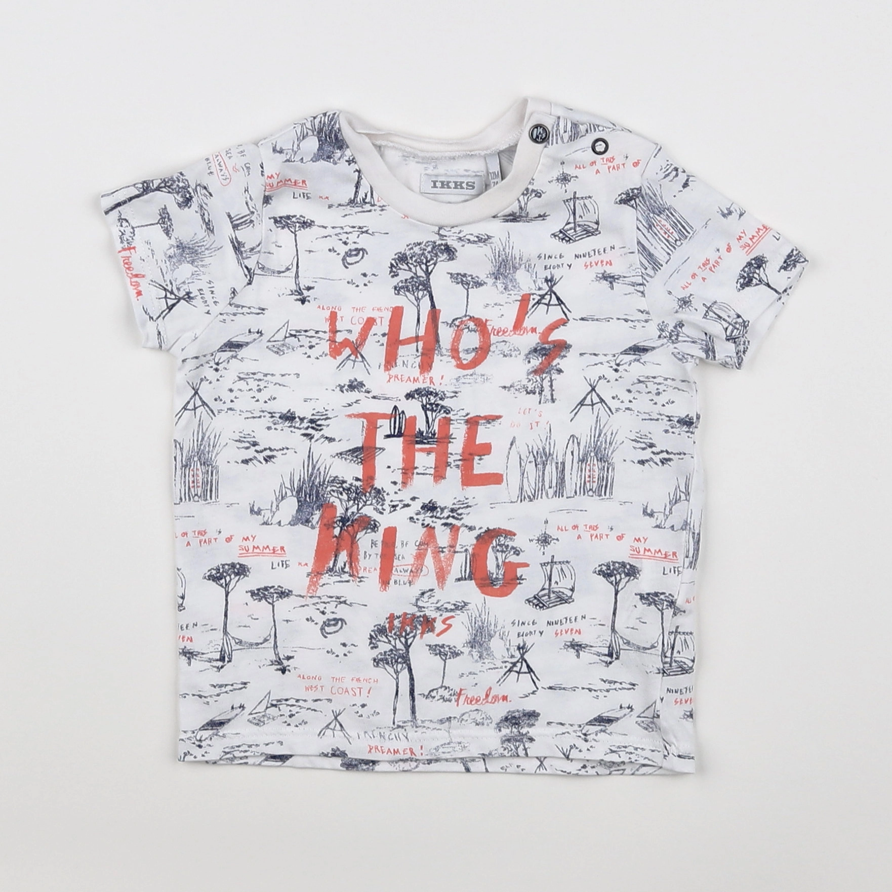 IKKS - tee-shirt orange, blanc, gris - 12 mois