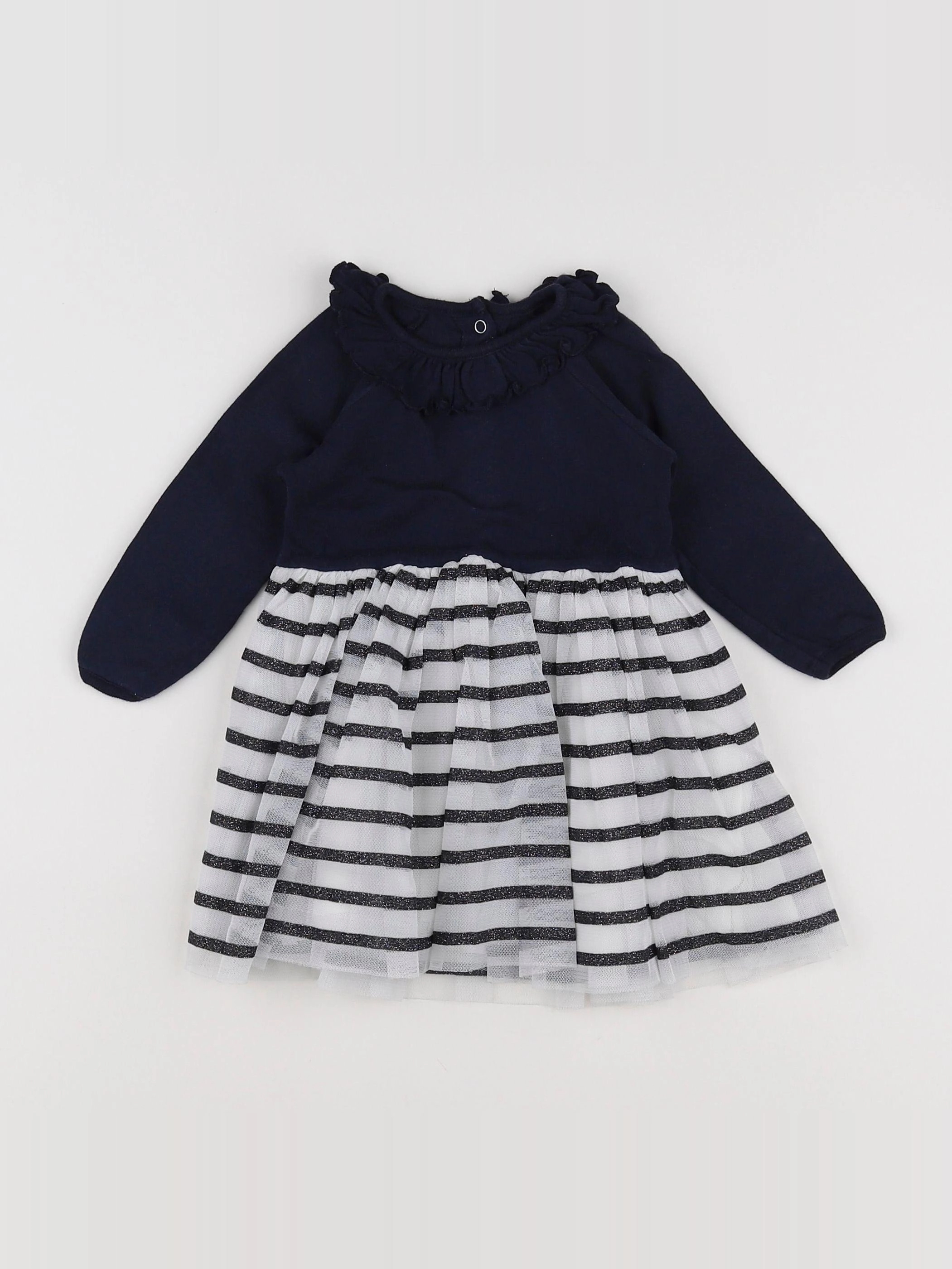 Petit Bateau - robe bleu, blanc - 6 mois