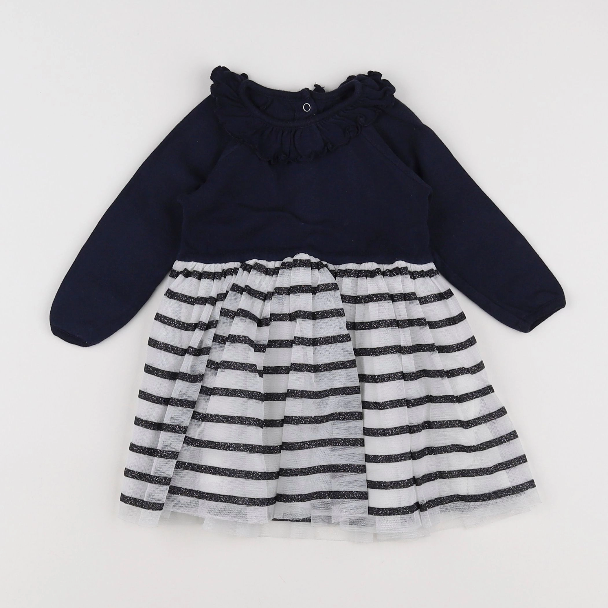 Petit Bateau - robe bleu, blanc - 6 mois