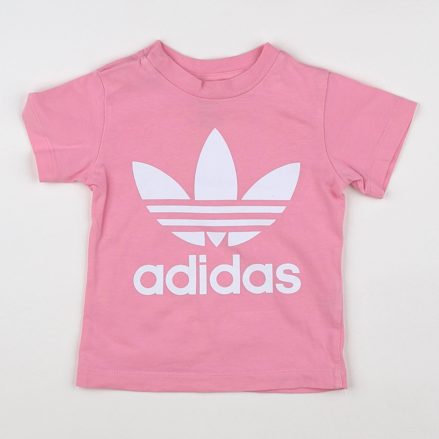 Adidas - tee-shirt blanc, rose - 18 mois