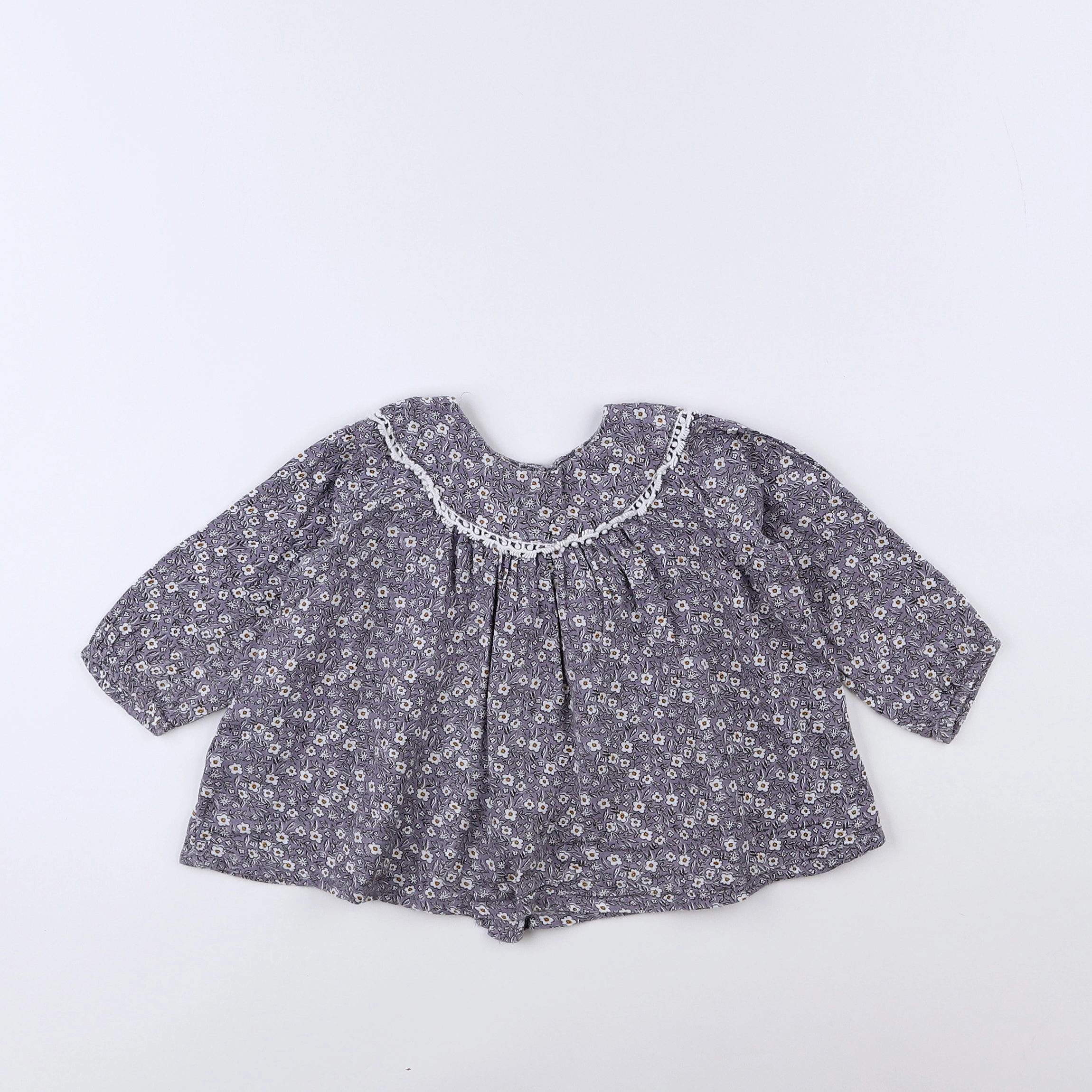 Boutchou - blouse violet, blanc - 12 mois