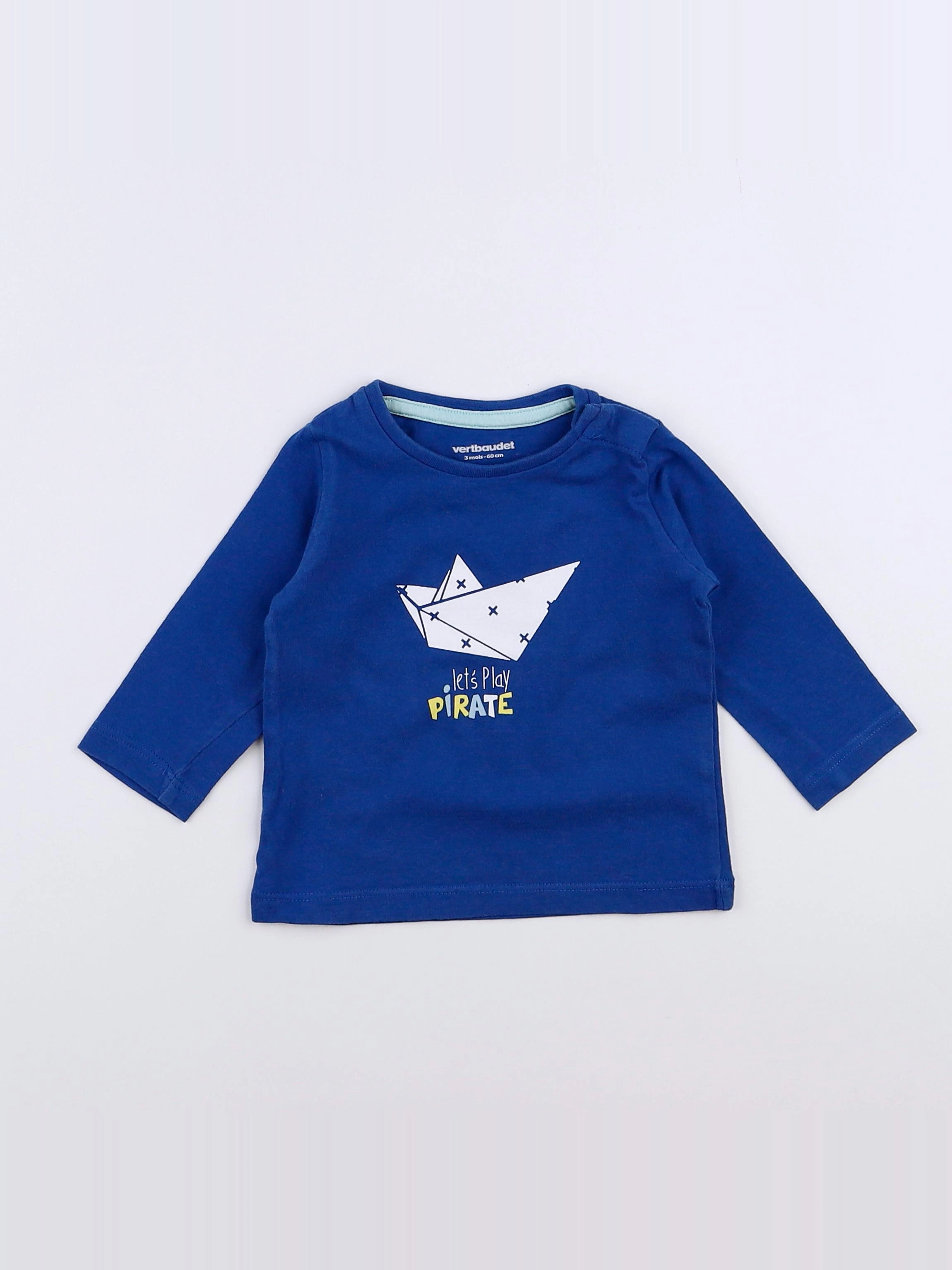 Vertbaudet - tee-shirt bleu - 3 mois