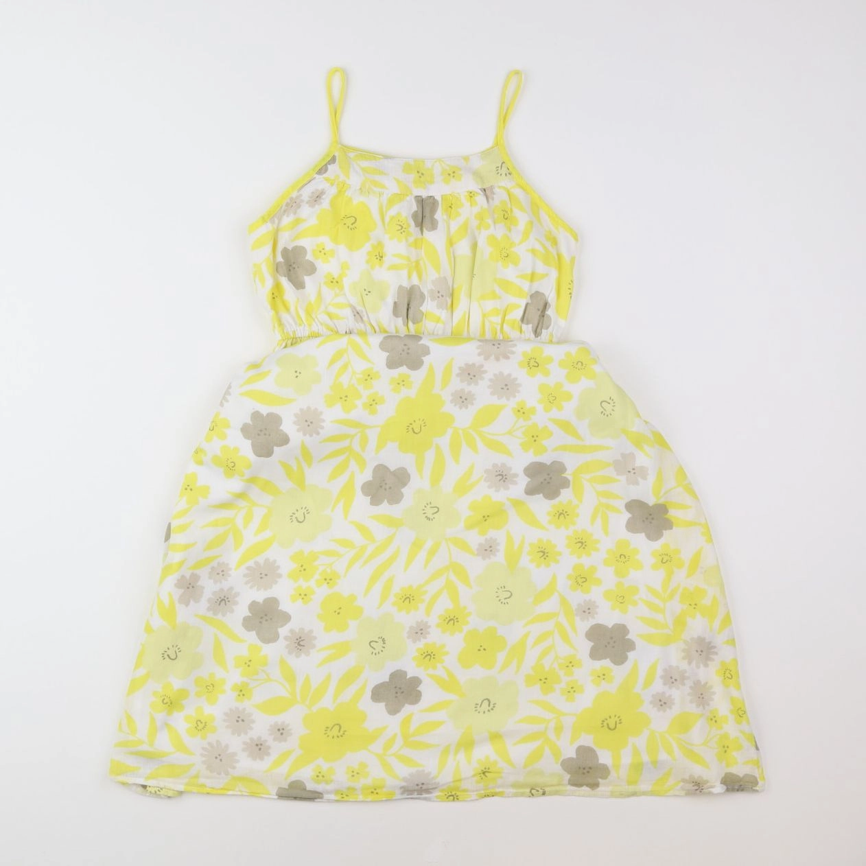 Vertbaudet - robe jaune, blanc - 8 ans