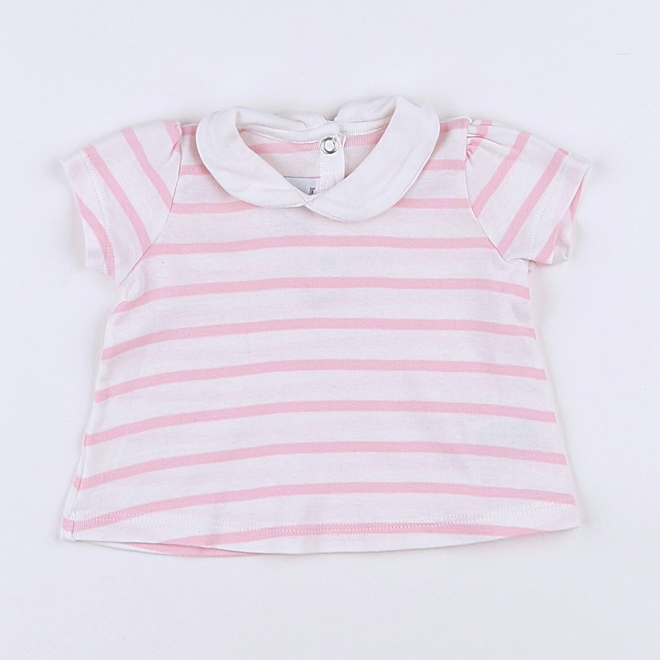 Petit Bateau - tee-shirt blanc, rose - 3 mois